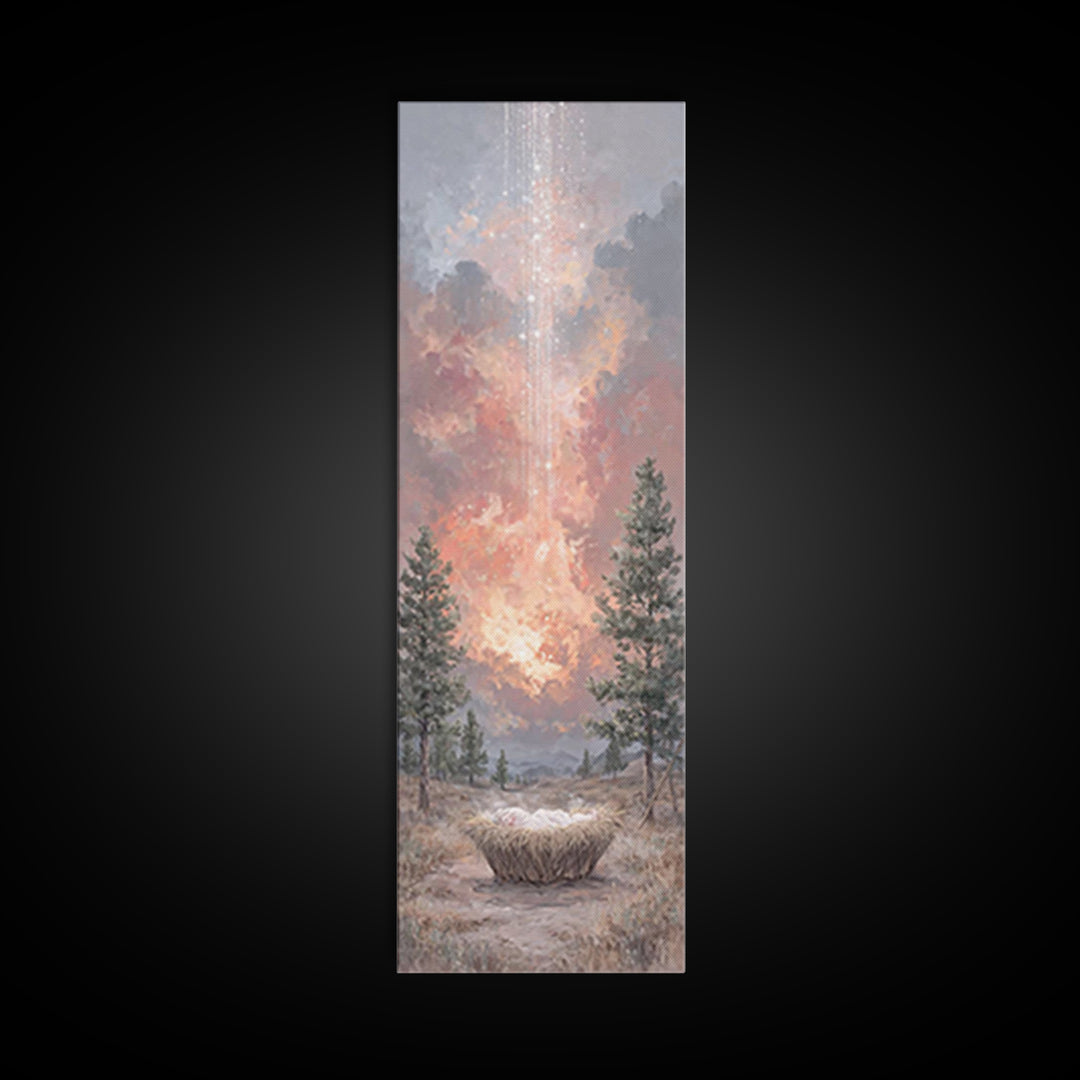 Heaven’s Dawn Promise – Framed Canvas Print – Christian Wall Art – Tall Skinny Art Print – Christian Christmas Art – Christian Art Canvas –