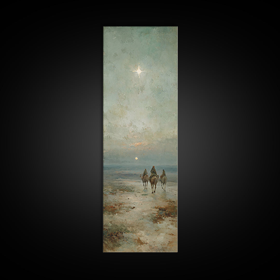 Desert Star Rising – Framed Canvas Print – Christian Art Canvas – Tall Narrow Wall Art – Christmas Art Prints – Christian Wall Art – Moody
