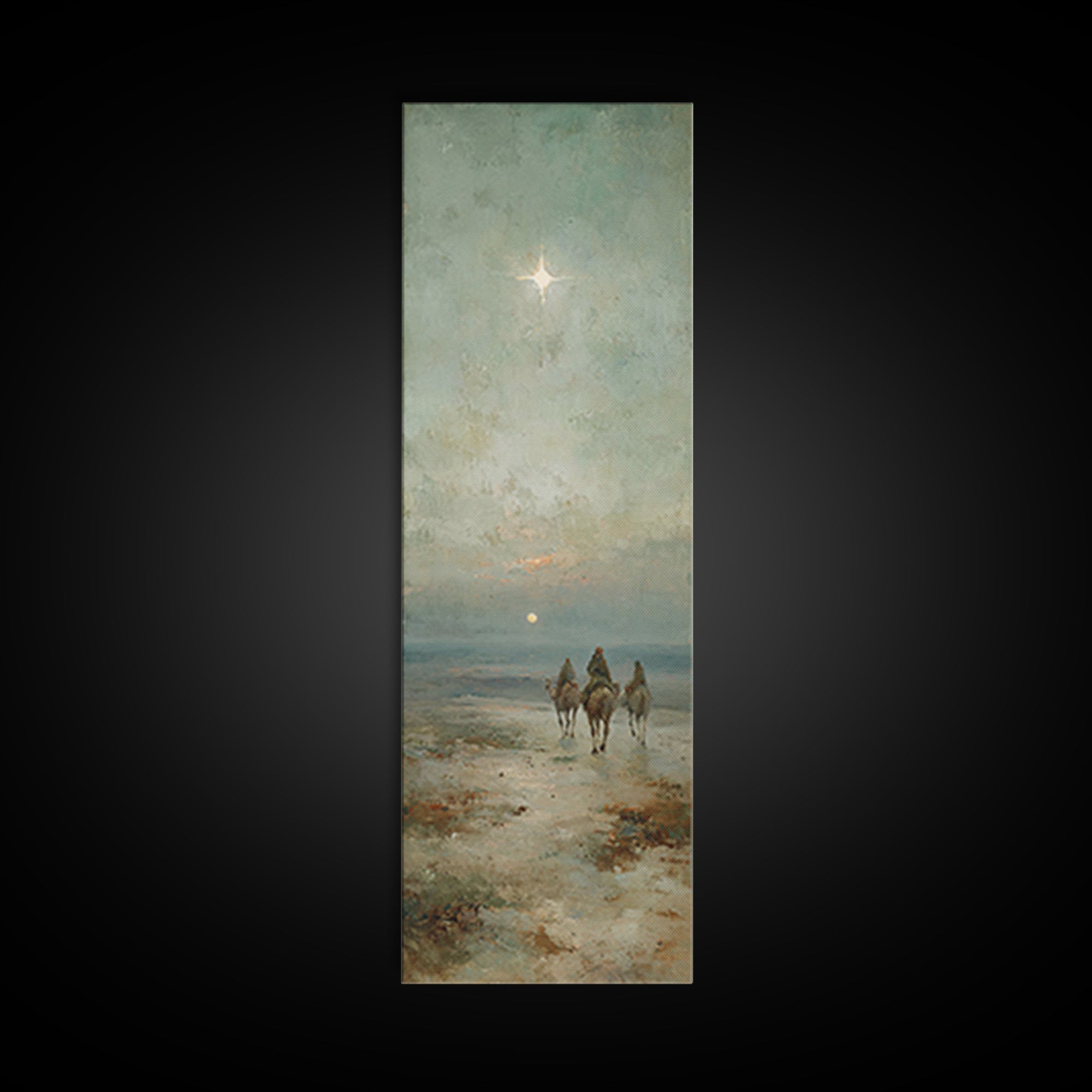 Desert Star Rising – Framed Canvas Print – Christian Art Canvas – Tall Narrow Wall Art – Christmas Art Prints – Christian Wall Art – Moody