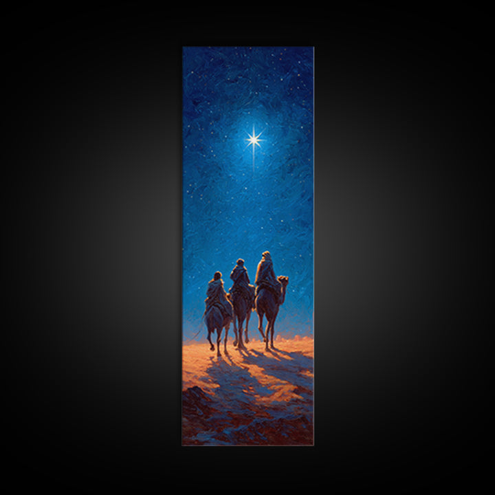 Midnight Caravan | Framed Canvas Print | Christian Wall Art | Tall Skinny Art Print | Christian Christmas Art | Christian Art Canvas | Vint