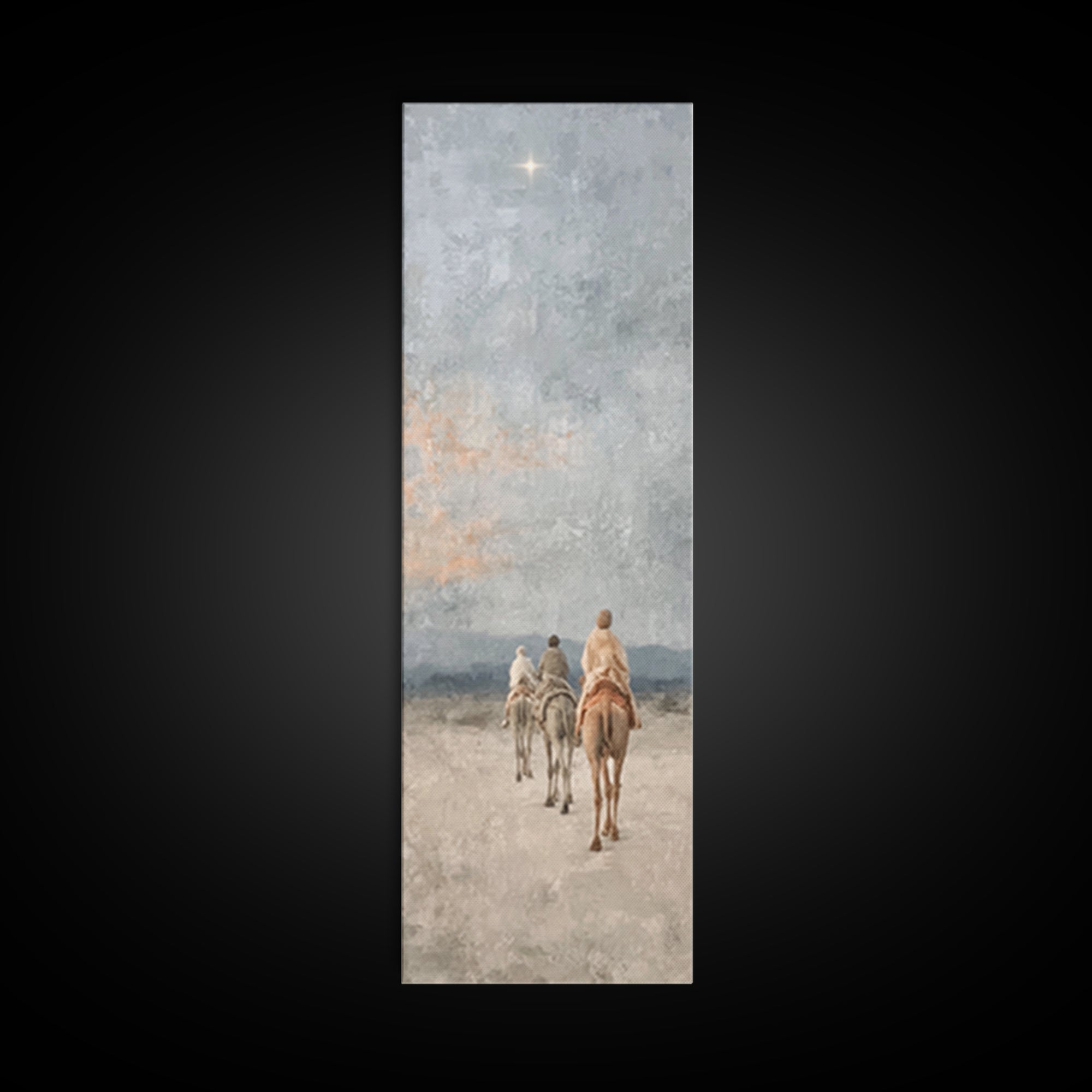 Threefold Wonder | Framed Canvas Print | Christian Wall Art | Tall Narrow Wall Art | Christian Christmas Art | Christmas Canvas Wall Art |