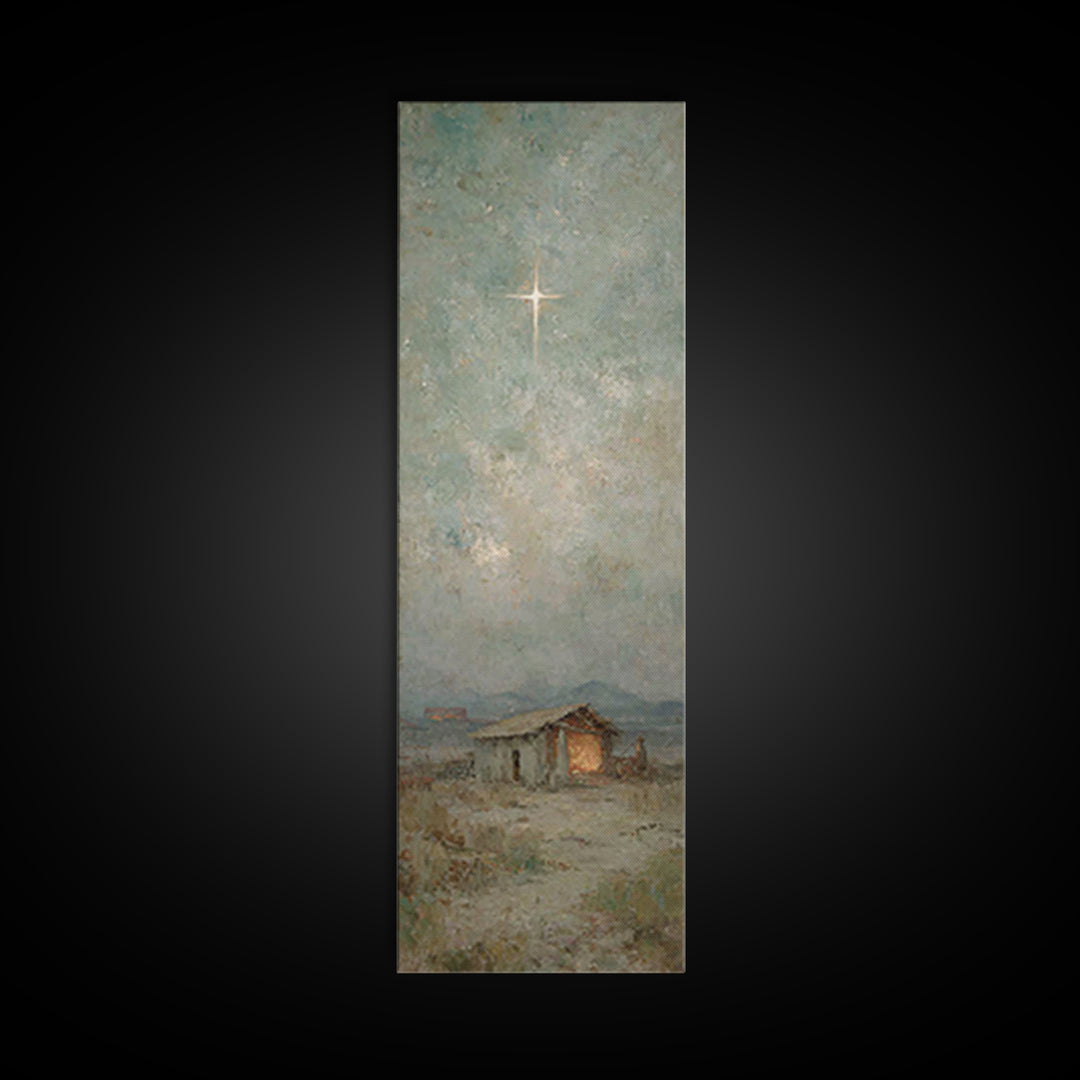 Nativity Dawn – Framed Canvas Print – Tall Skinny Art Print – Framed Christmas Art – Christian Art Work – Christmas Canvas Wall Art – Chris