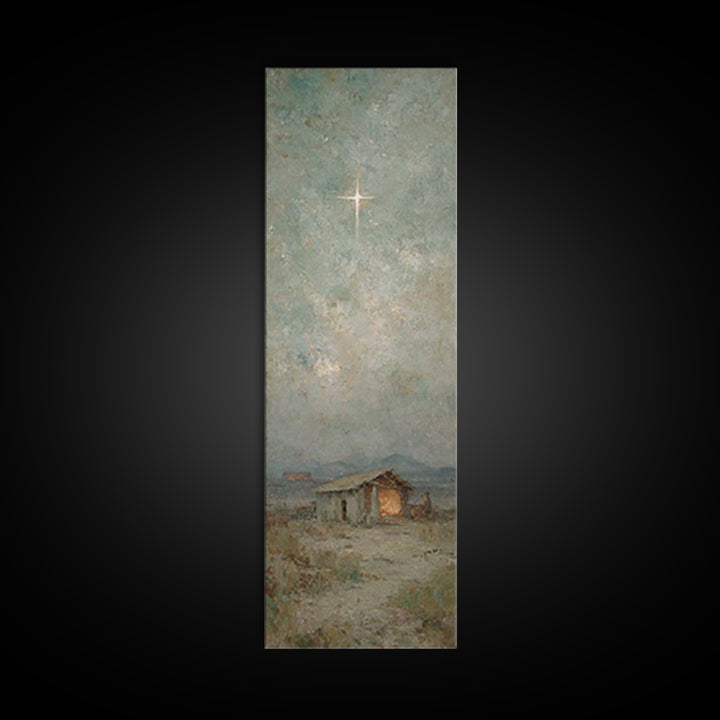 Nativity Dawn – Framed Canvas Print – Tall Skinny Art Print – Framed Christmas Art – Christian Art Work – Christmas Canvas Wall Art – Chris