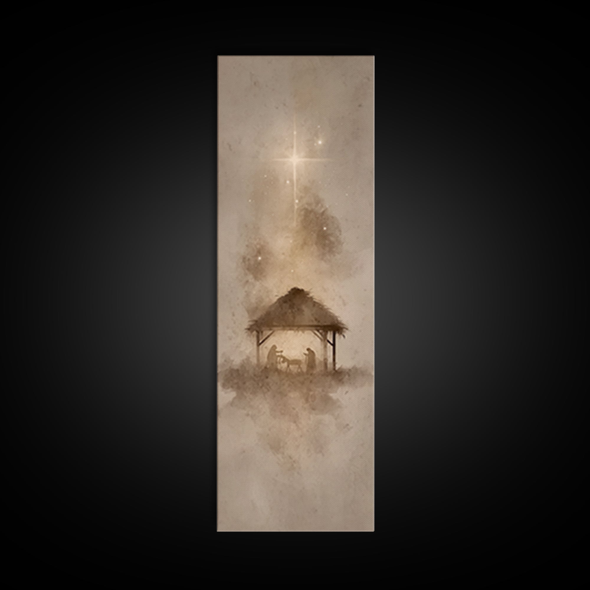 Silent Manger Night – Framed Canvas Print – Skinny Art – Christian Art Print – Christmas Wall Art – Framed Christmas Art – Christian Christ