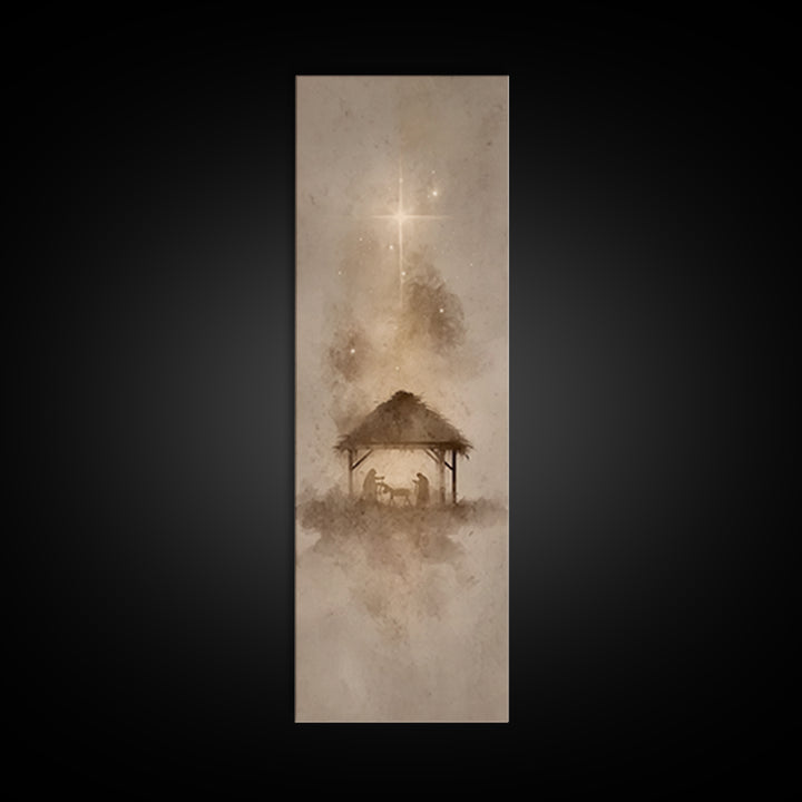 Silent Manger Night – Framed Canvas Print – Skinny Art – Christian Art Print – Christmas Wall Art – Framed Christmas Art – Christian Christ