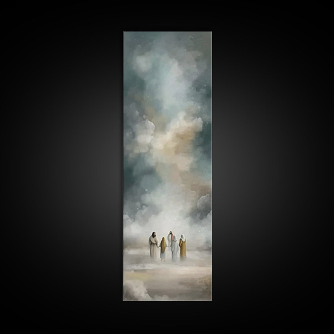 Celestial Gathering, Framed Canvas Print, Tall Skinny Art Print, Christian Art Canvas, Jesus Art Print, Christian Wall Art, Modern Christia