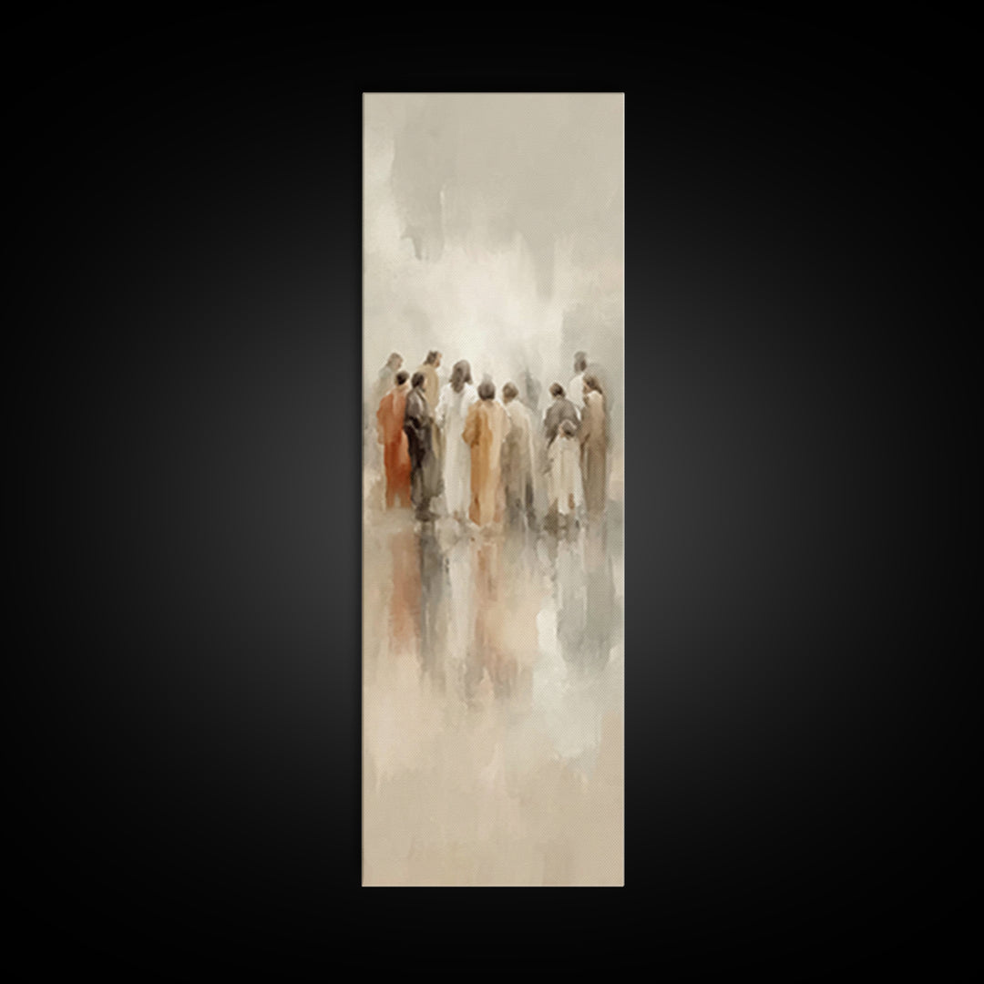 Circle Of Disciples – Framed Canvas Print – Tall Skinny Art Print – Christian Wall Art – Christian Art Canvas – Jesus Painting – Christian
