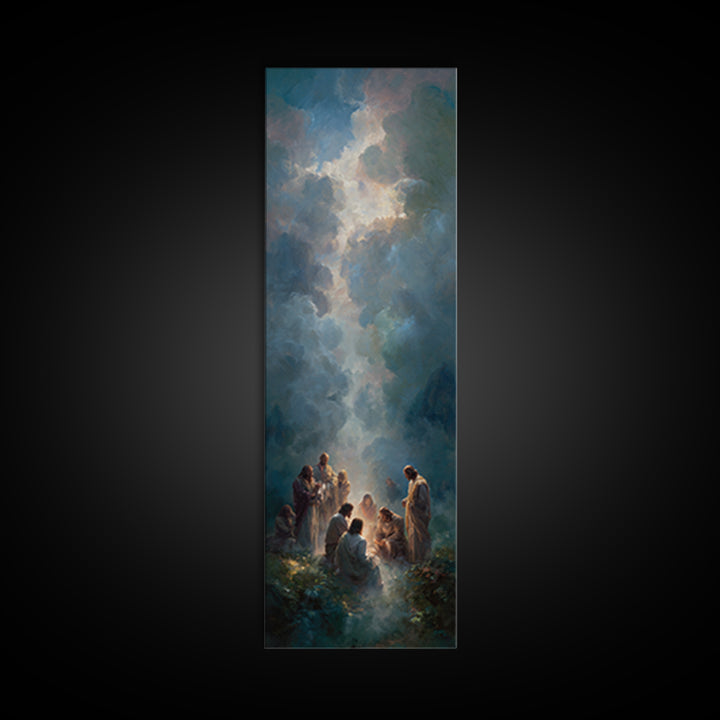 Radiant Arrival | Framed Canvas Print | Tall Skinny Art Print | Christian Christmas Art | Jesus Painting | Christian Wall Art | Christmas C