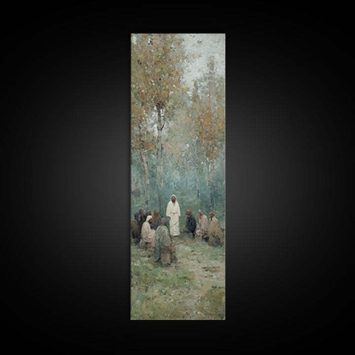 Garden Devotion, Framed Canvas Print, Narrow Art, Christian Art Work, Jesus Wall Art, Christian Painting, Subtle Christian Art