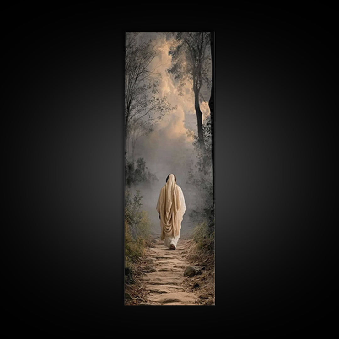 Solitary Path | Framed Canvas Print | Skinny Art | Christian Art Canvas | Jesus Art Print | Minimalist Christian Art | Christian Decor