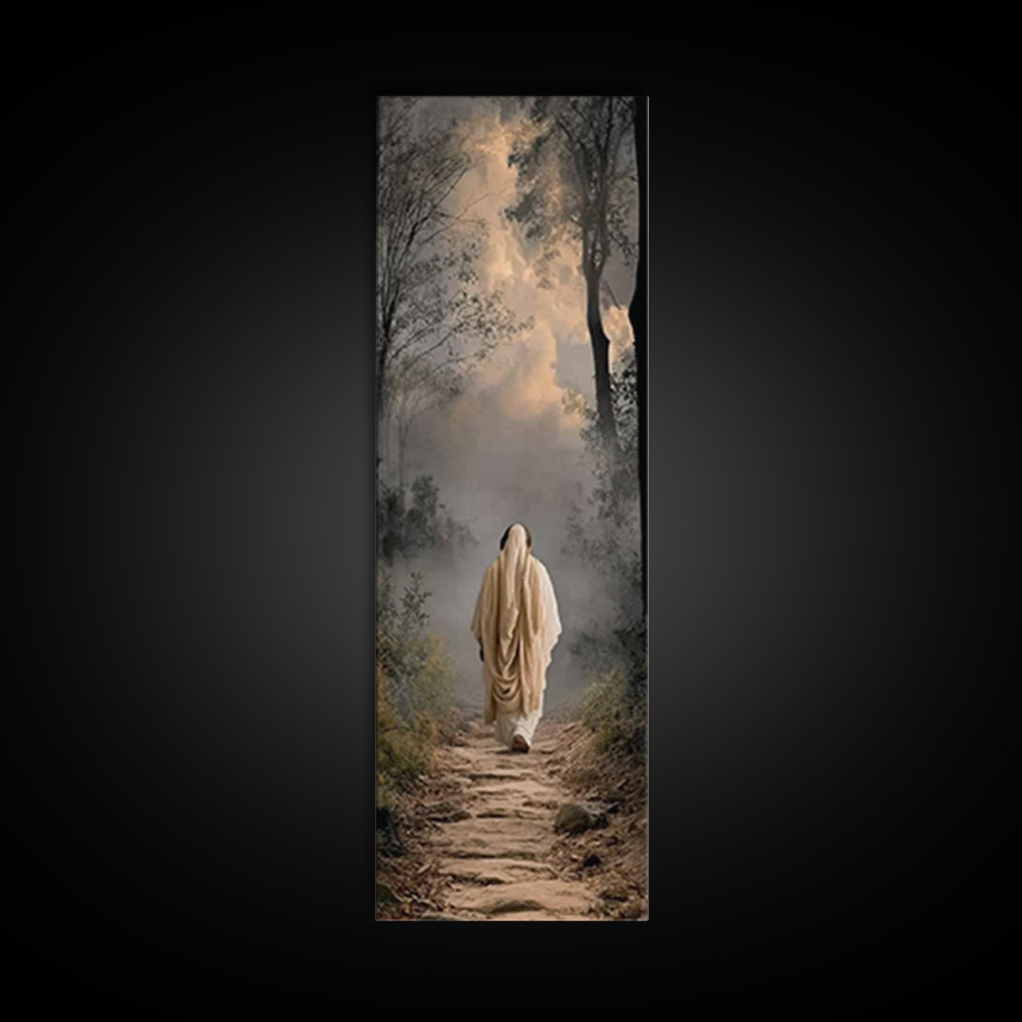 Solitary Path | Framed Canvas Print | Skinny Art | Christian Art Canvas | Jesus Art Print | Minimalist Christian Art | Christian Decor
