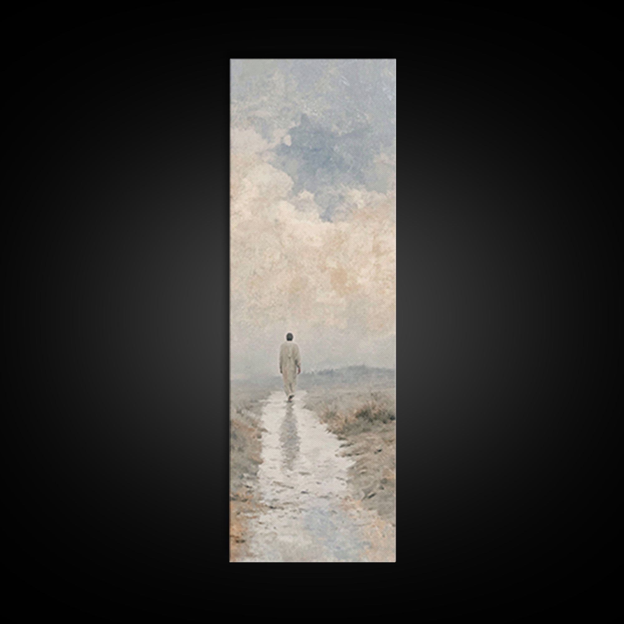 Quiet Journey, Framed Canvas Print, Tall Skinny Art Print, Christian Wall Art, Jesus Painting, Modern Christian Art, Christian Art Gift