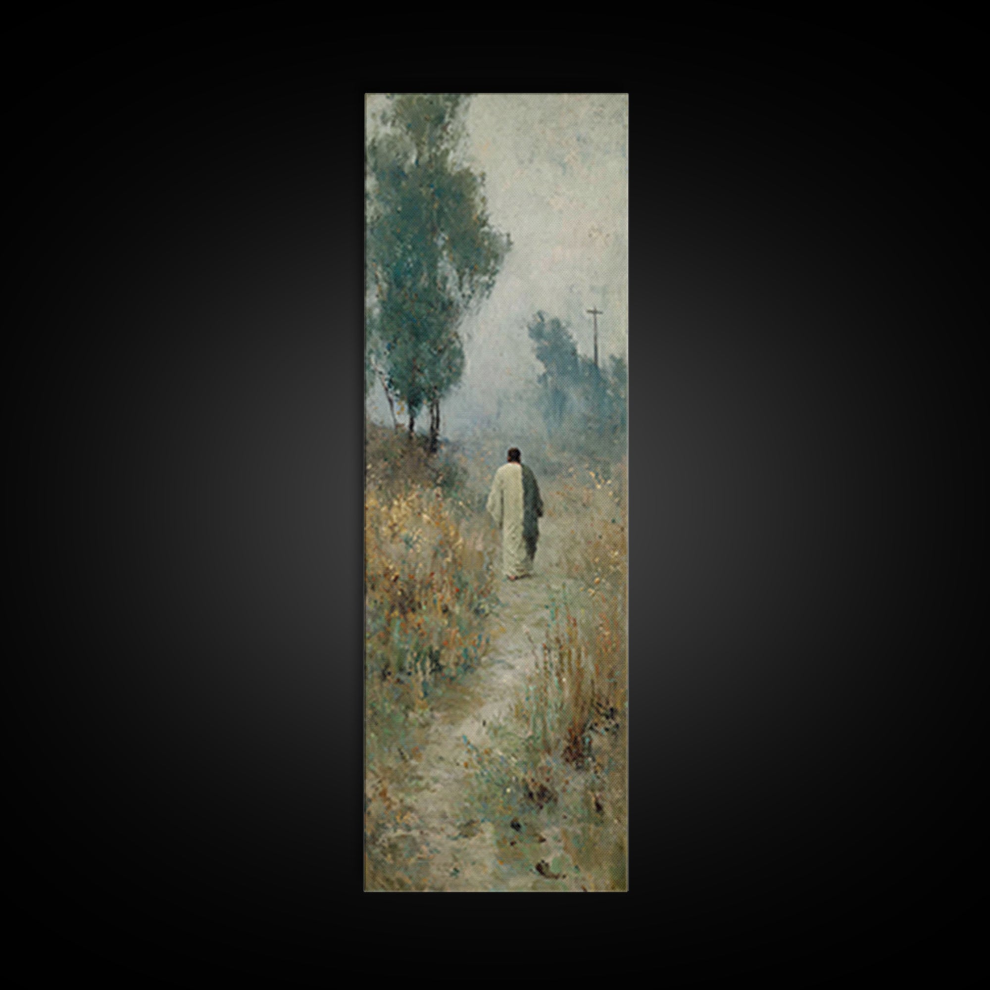 Silent Field Hope, Framed Canvas Print, Christian Art Canvas, Jesus Painting, Christian Wall Art, Skinny Art, Christian Christmas Art