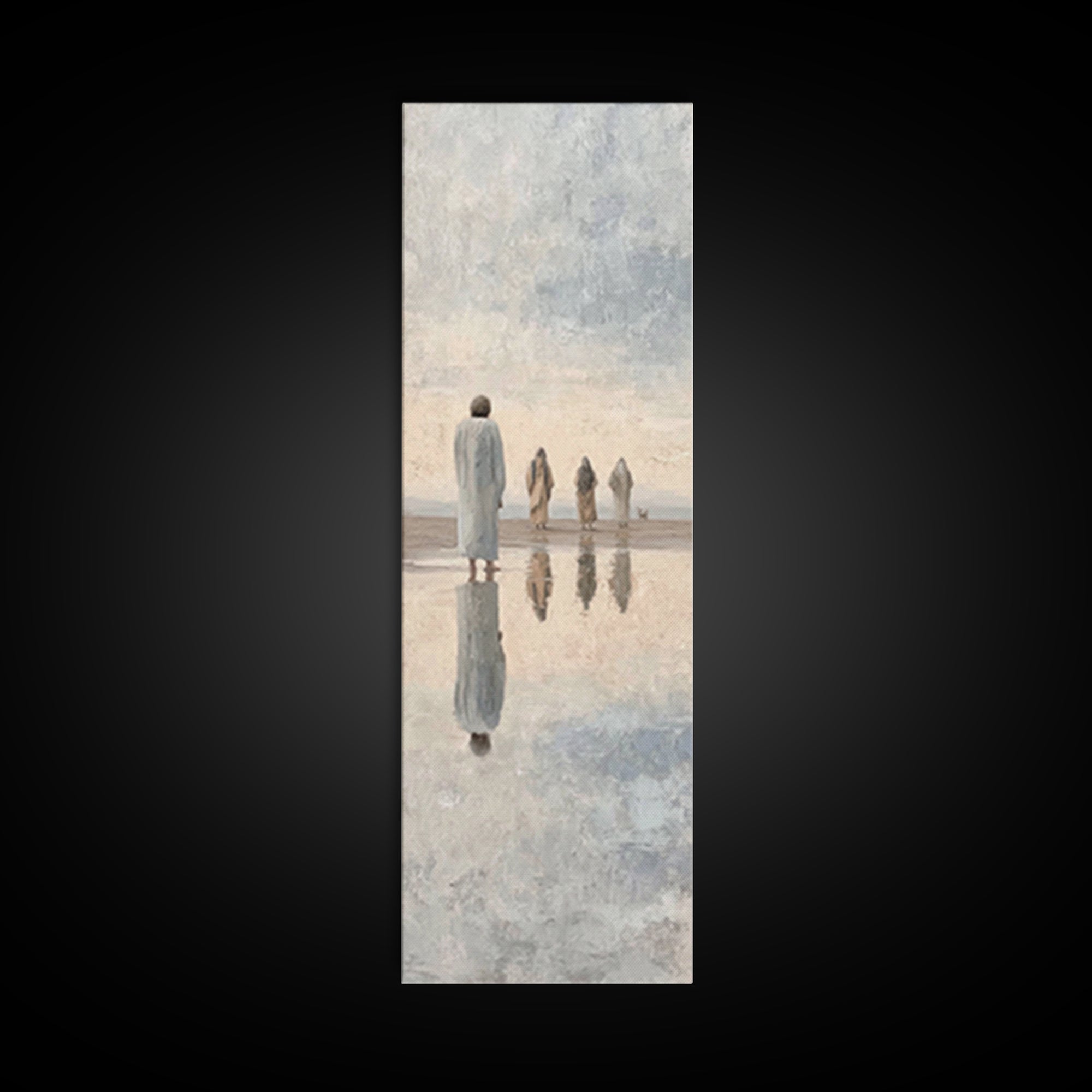 Distant Fellowship Light – Framed Canvas Print – Christian Wall Art – Christian Art Canvas – Jesus Painting – Tall Narrow Wall Art – Christ