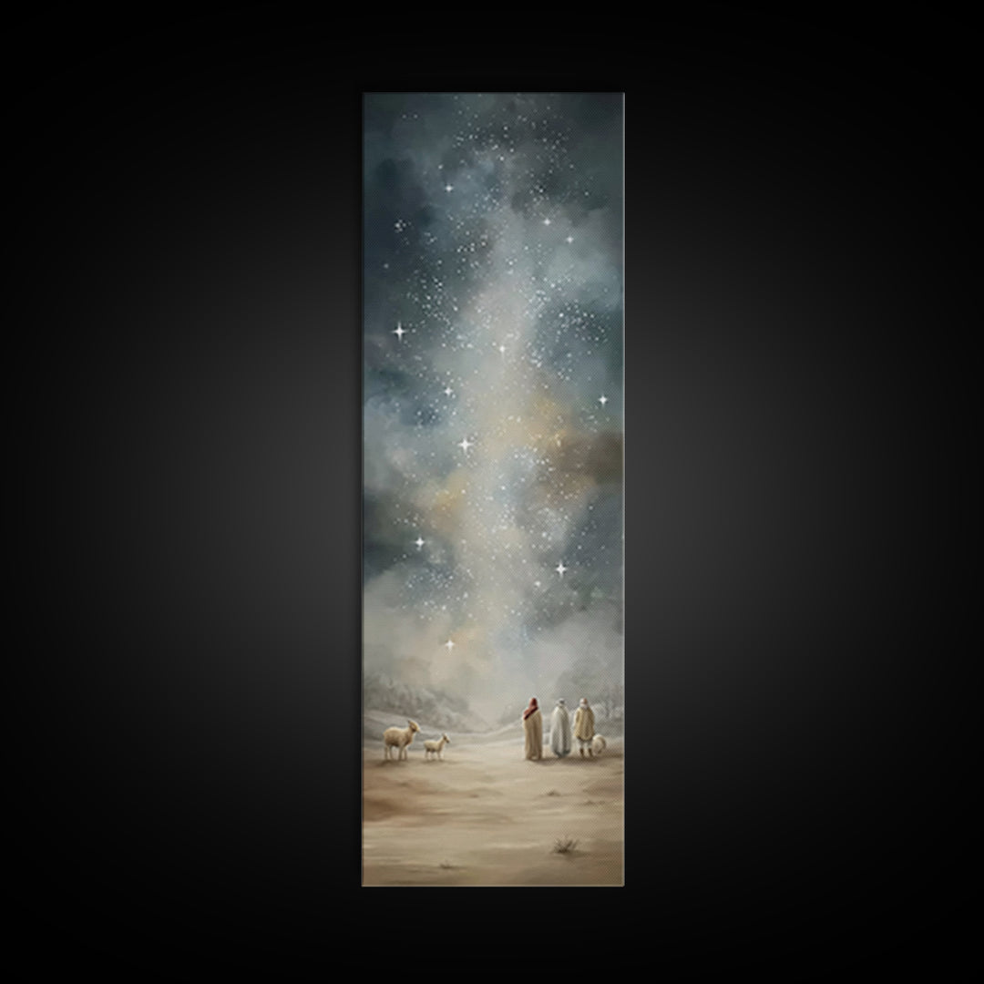 Starry Night Promise – Framed Canvas Print – Christian Wall Art – Christian Art Canvas – Christmas Art – Narrow Art – Christian Christmas