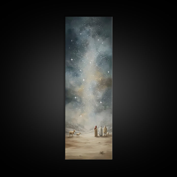Starry Night Promise – Framed Canvas Print – Christian Wall Art – Christian Art Canvas – Christmas Art – Narrow Art – Christian Christmas