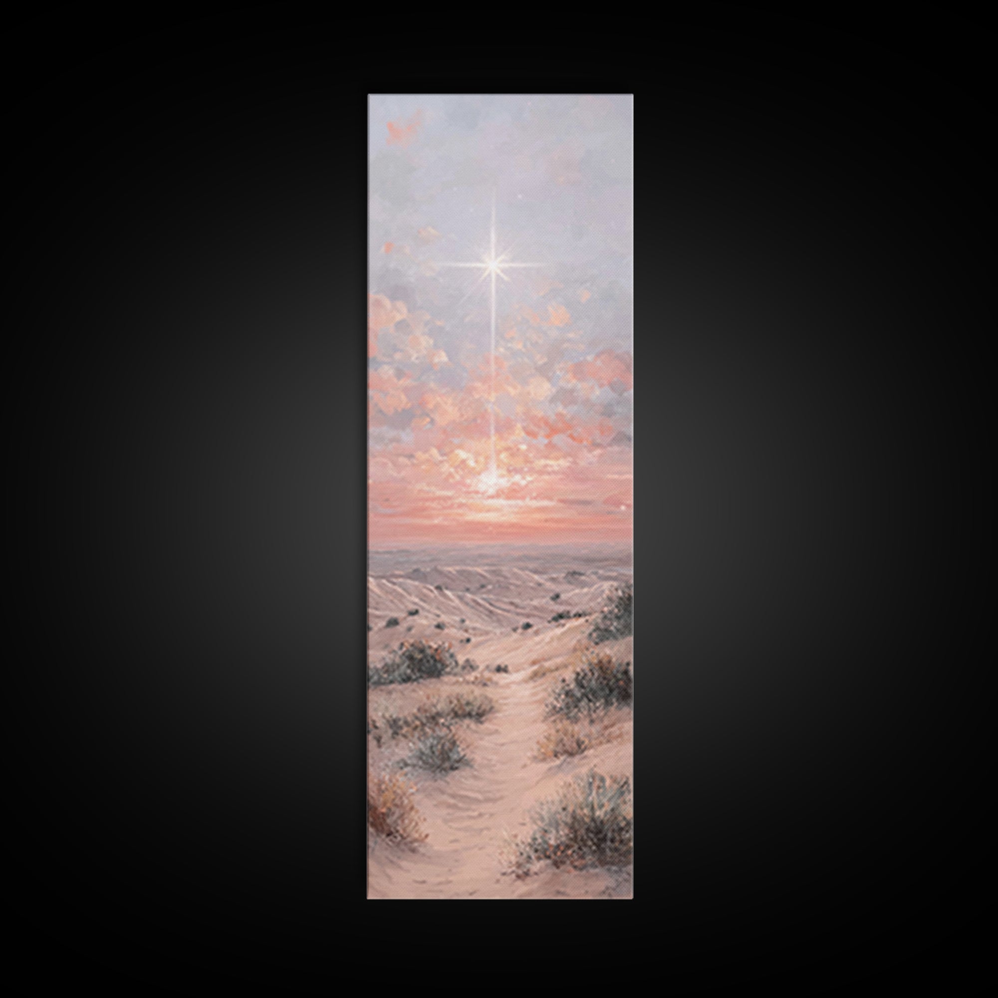 Radiant Desert Star, Framed Canvas Print, Christian Christmas Art, Christian Wall Art, Narrow Art, Christian Art Canvas, Christmas Art Prin