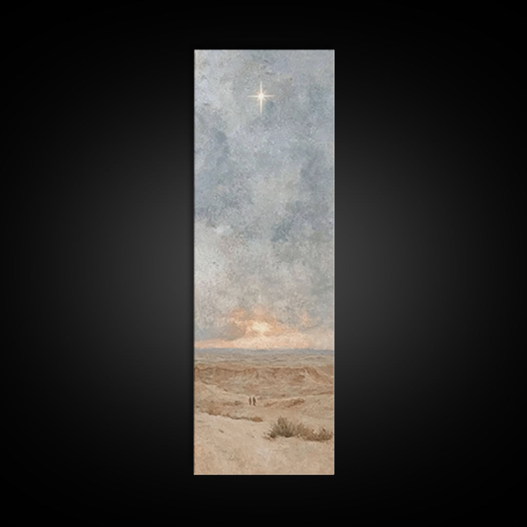Horizon Star Peace, Framed Canvas Print, Christian Christmas Art, Christian Wall Art, Narrow Art, Christian Art Canvas, Christmas Wall Art