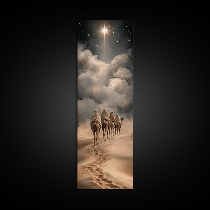 Desert Pilgrim Star | Framed Canvas Print | Christmas Art | Christian Art Canvas | Christian Wall Art | Tall Skinny Art Print | Christian C