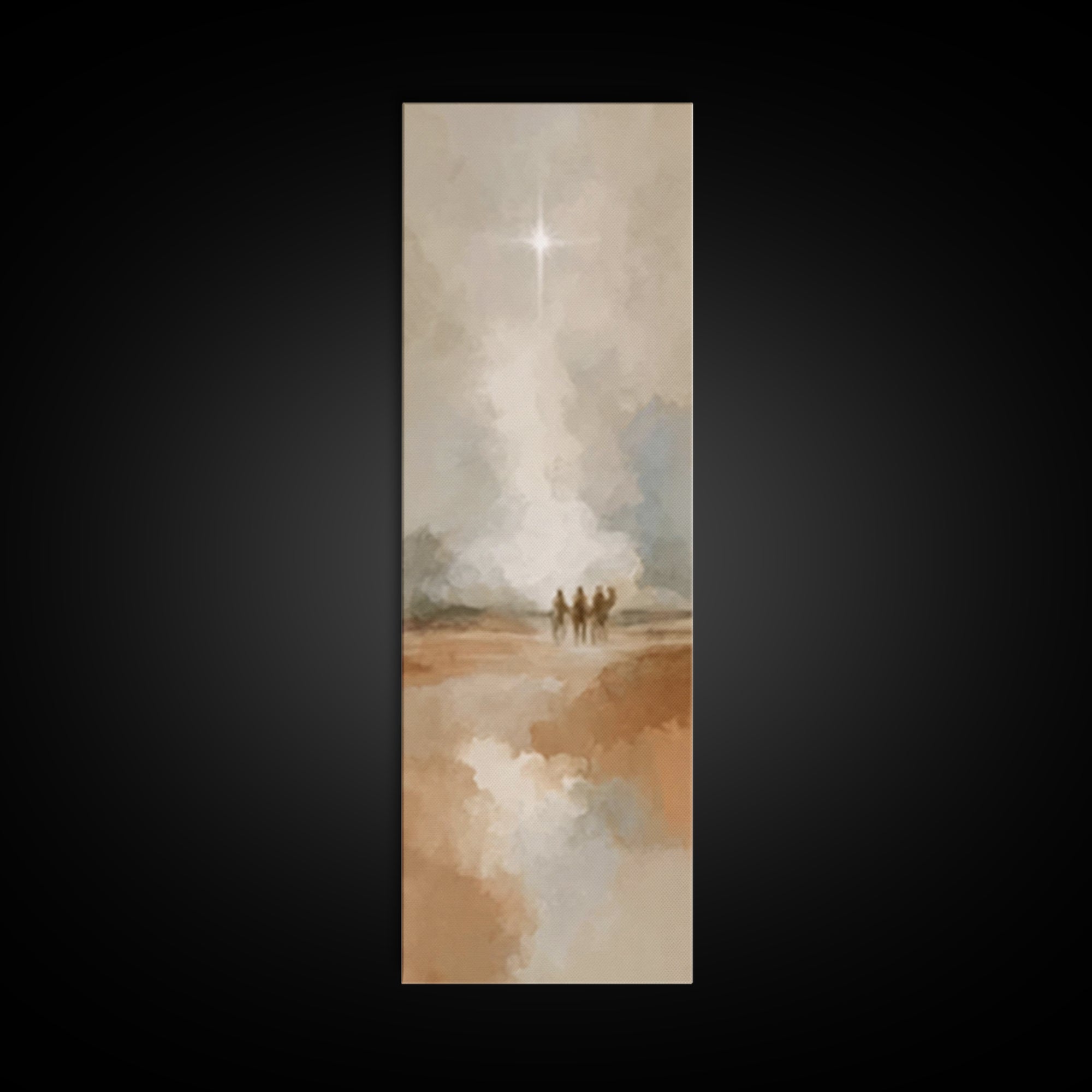 Guiding Star Journey – Framed Canvas Print – Tall Skinny Art Print – Christian Wall Art – Christmas Art – Jesus Painting – Christian Art