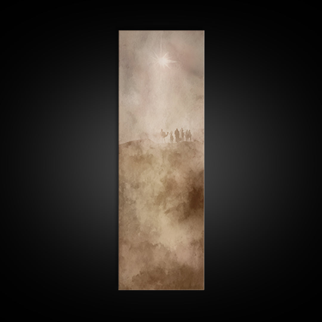Desert Pilgrim Light – Framed Canvas Print | Narrow Art | Christian Art Canvas | Christian Christmas Art | Jesus Painting | Christian Wall