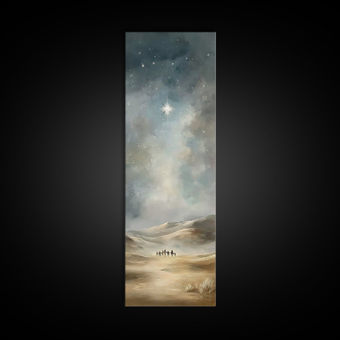Starry Night Caravan – Framed Canvas Print, Skinny Art, Christian Wall Art, Christmas Art, Christian Art Canvas, Jesus Painting