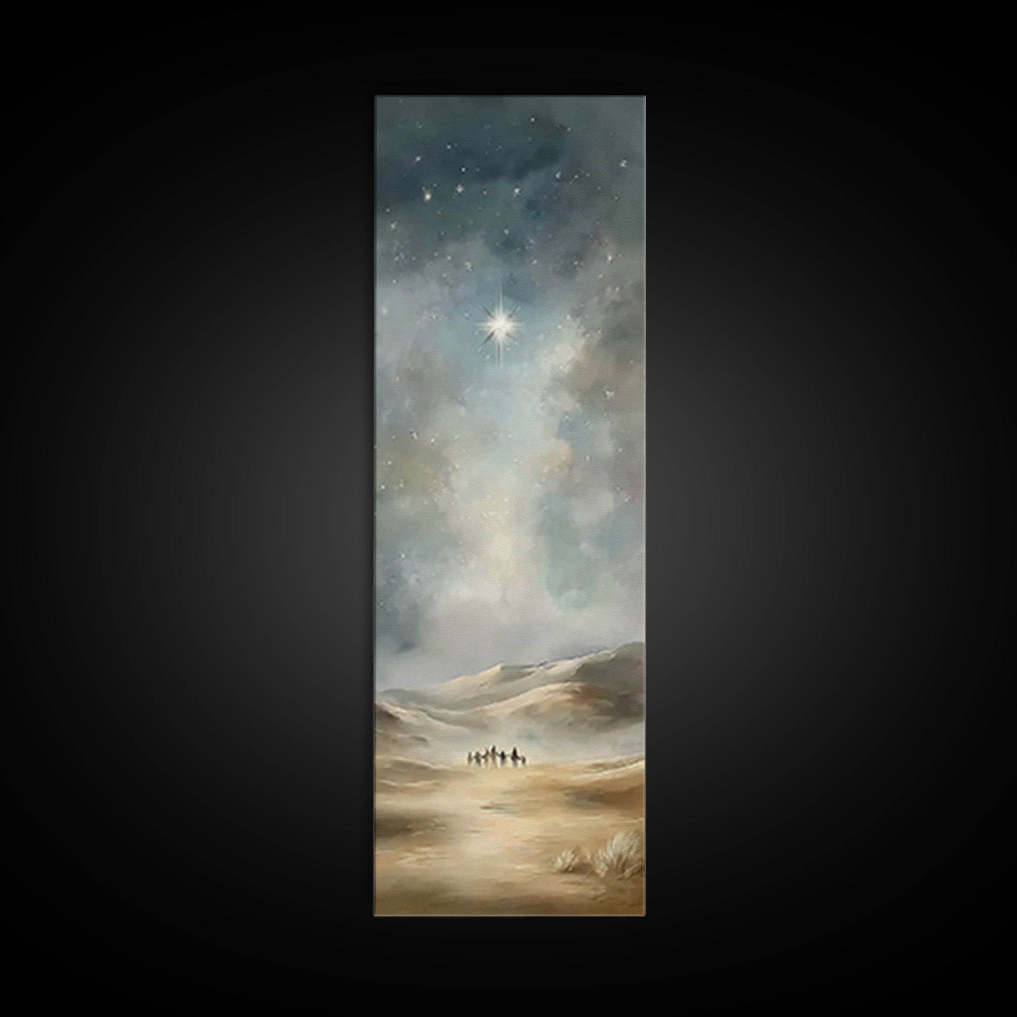 Starry Night Caravan – Framed Canvas Print, Skinny Art, Christian Wall Art, Christmas Art, Christian Art Canvas, Jesus Painting