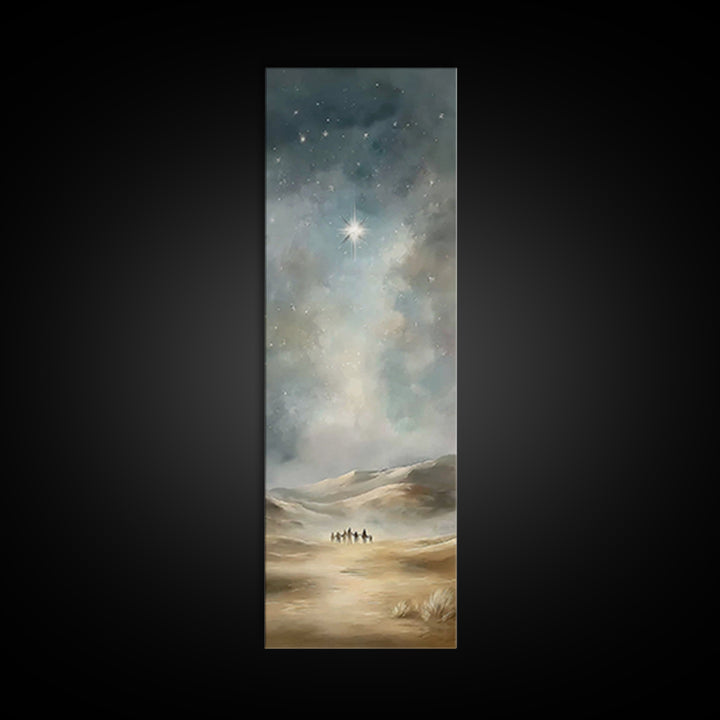 Starry Night Caravan – Framed Canvas Print, Skinny Art, Christian Wall Art, Christmas Art, Christian Art Canvas, Jesus Painting
