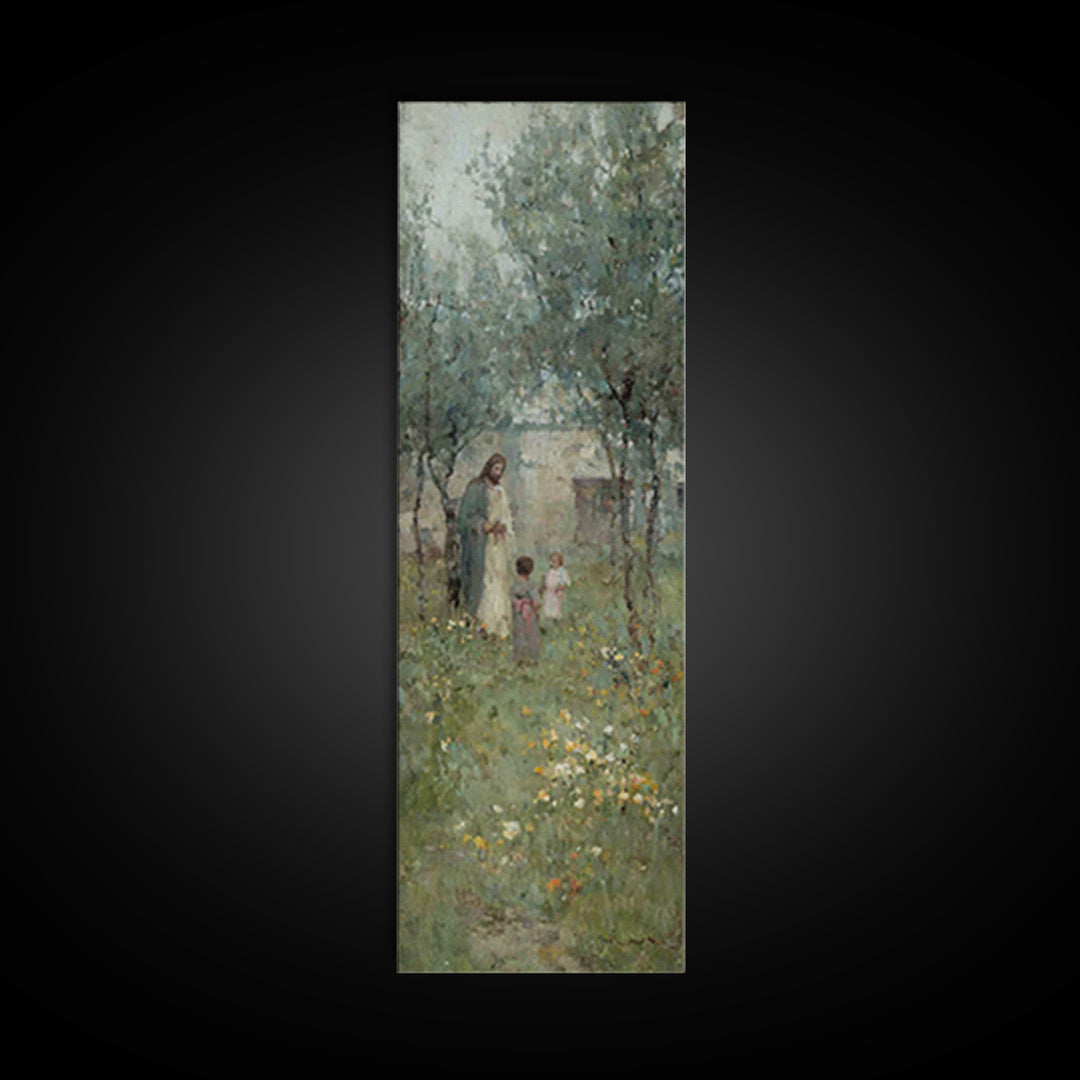 Garden of Peace – Framed Canvas Print | Narrow Art | Christian Art Print | Jesus Painting | Christian Decor | Subtle Christian Art