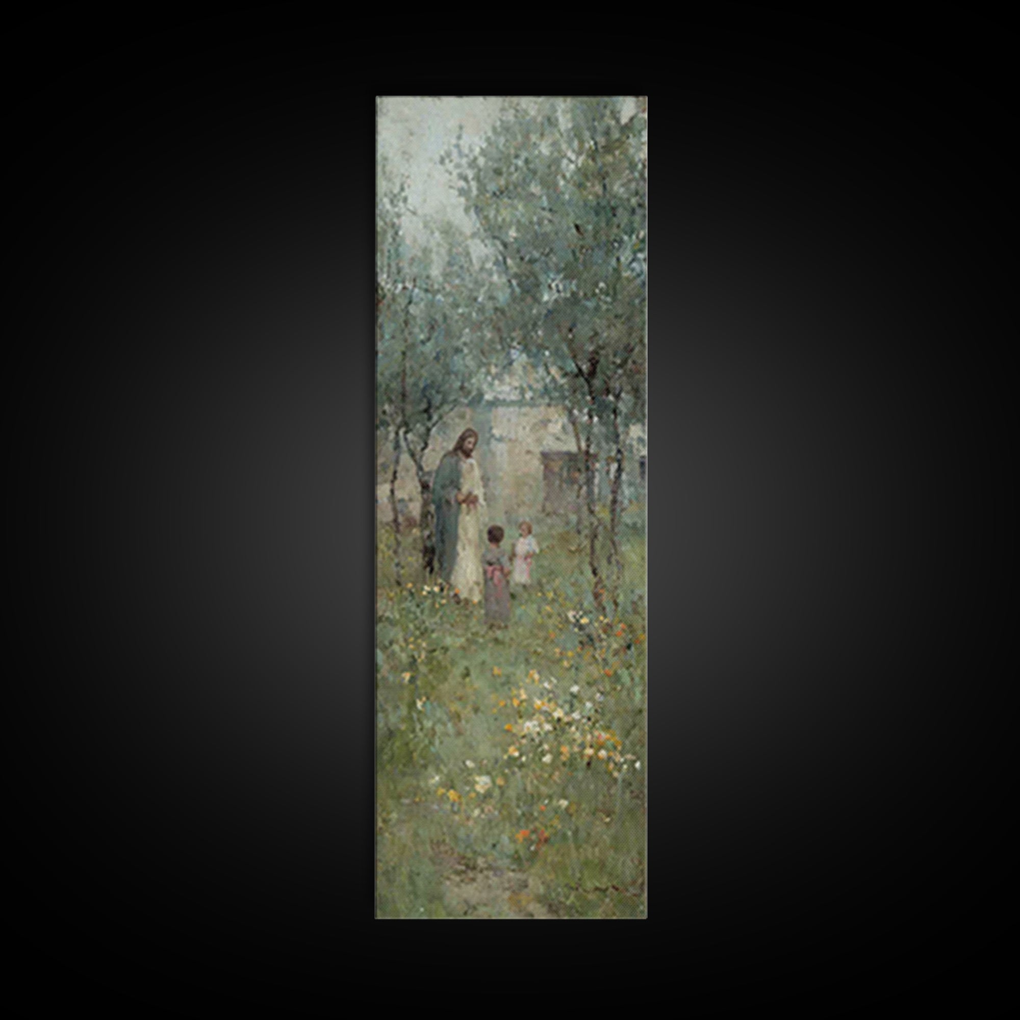 Garden of Peace – Framed Canvas Print | Narrow Art | Christian Art Print | Jesus Painting | Christian Decor | Subtle Christian Art