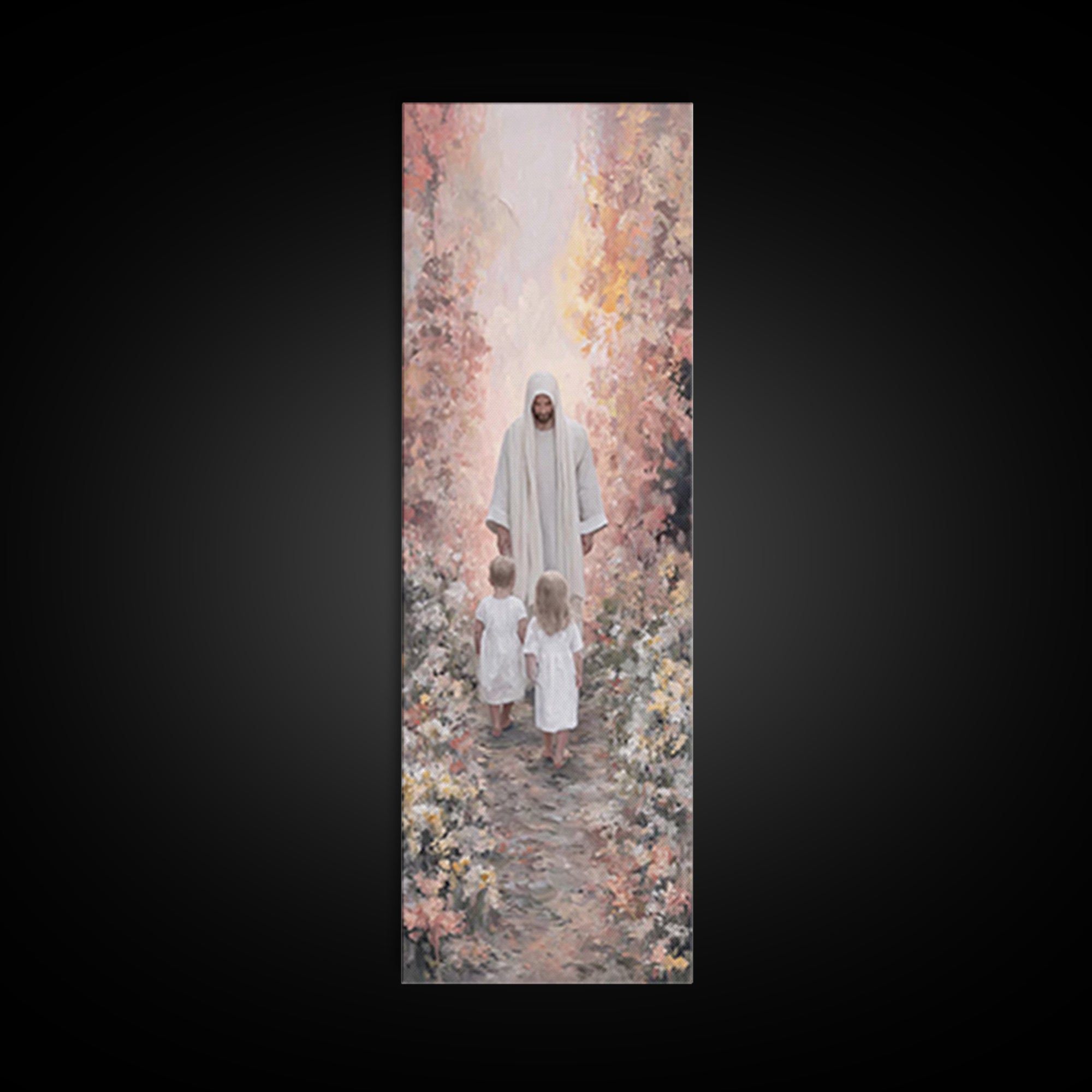 Joyful Morning Walk – Framed Canvas Print – Skinny Art – Christian Art Canvas – Christian Wall Art – Jesus Painting – Christian Christmas A