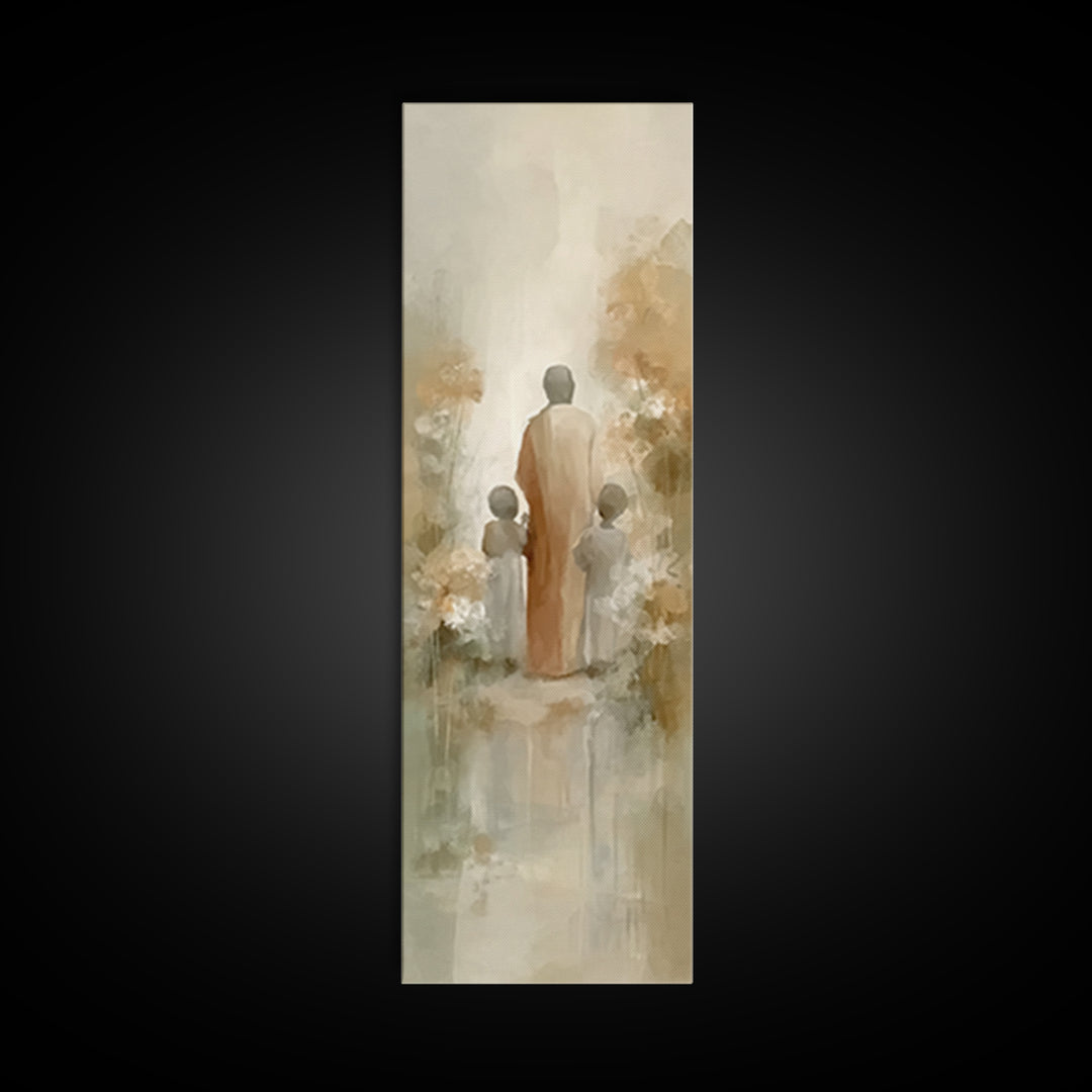 Garden Light Way – Framed Canvas Print – Tall Skinny Art Print – Christian Art Canvas – Jesus Painting – Modern Christian Art – Christian W