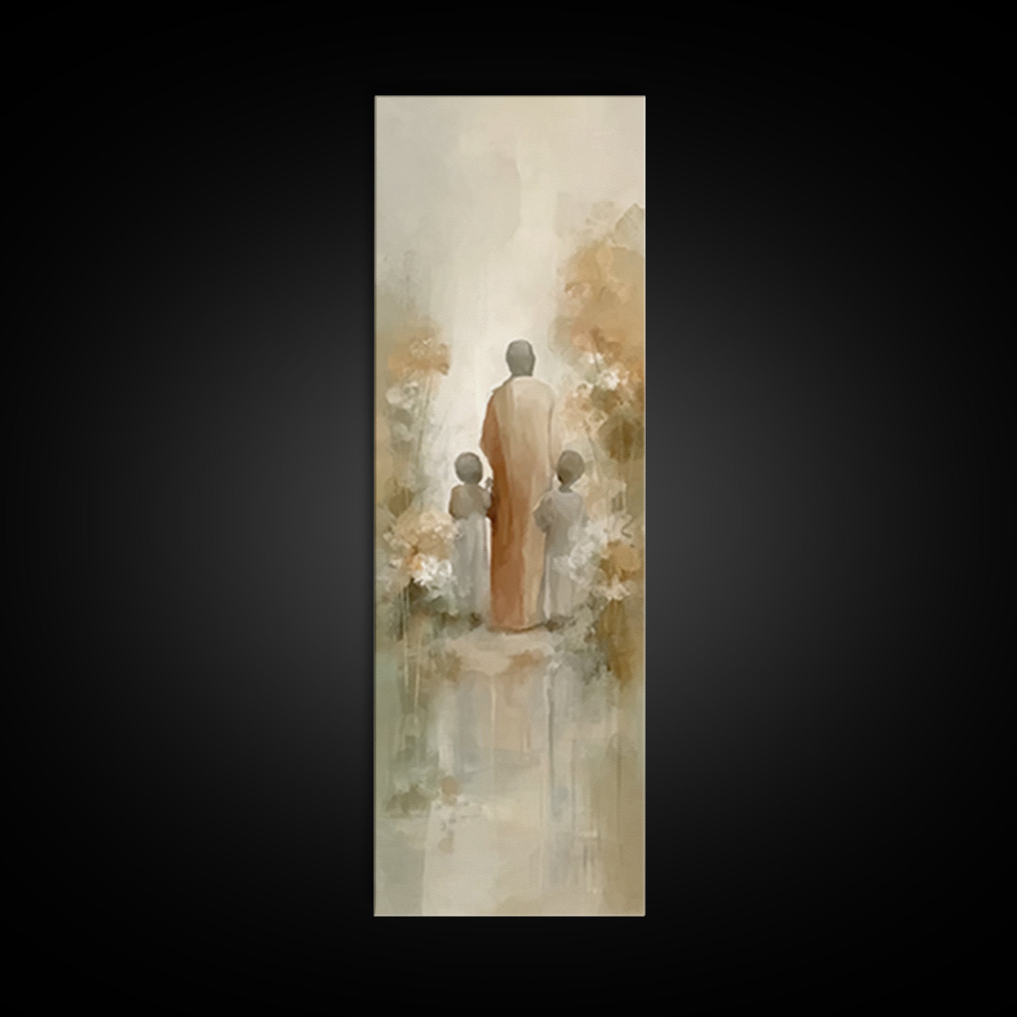 Garden Light Way – Framed Canvas Print – Tall Skinny Art Print – Christian Art Canvas – Jesus Painting – Modern Christian Art – Christian W