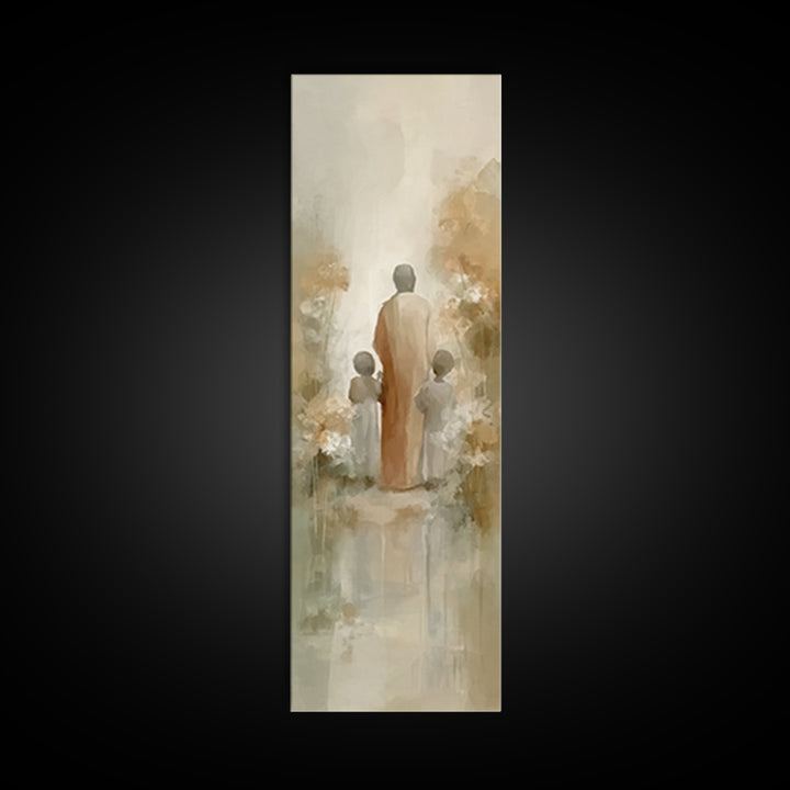 Garden Light Way – Framed Canvas Print – Tall Skinny Art Print – Christian Art Canvas – Jesus Painting – Modern Christian Art – Christian W