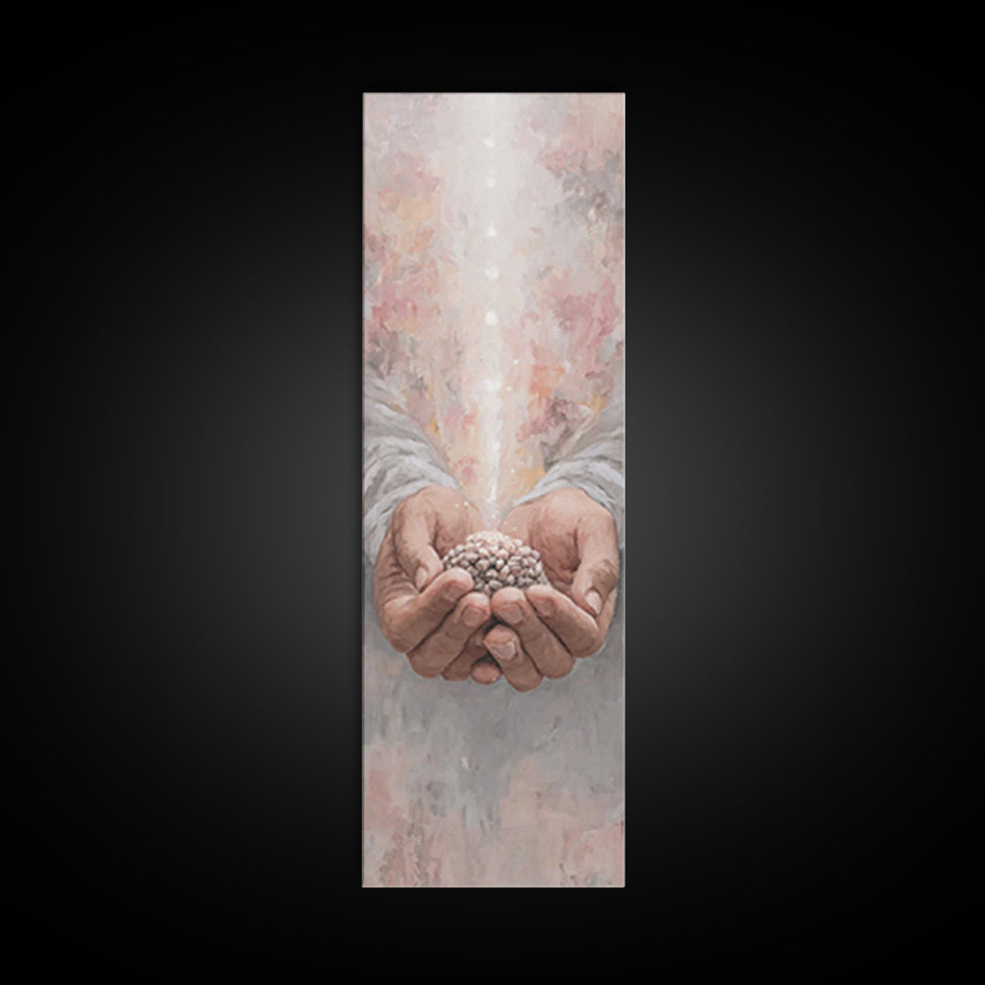 Hands Of Blessing – Framed Canvas Print – Narrow Art – Christian Art Canvas – Christian Wall Art – Jesus Painting – Subtle Christian Art