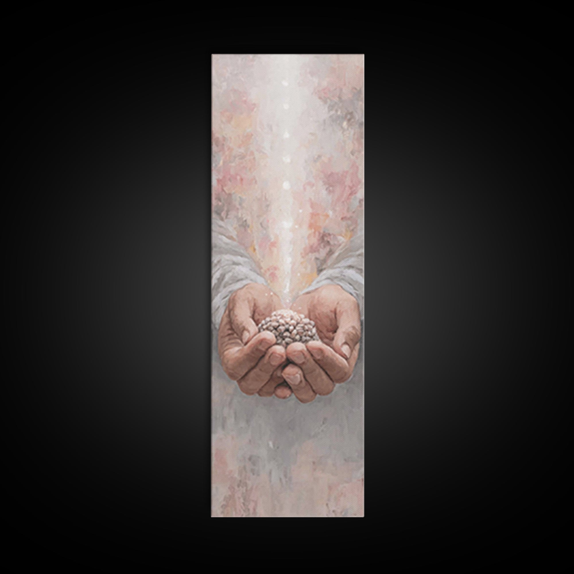 Hands Of Blessing – Framed Canvas Print – Narrow Art – Christian Art Canvas – Christian Wall Art – Jesus Painting – Subtle Christian Art