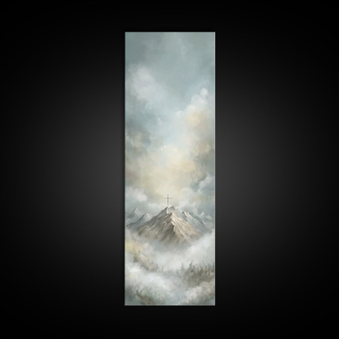 Faith On High – Framed Canvas Print – Tall Narrow Wall Art – Christian Art Canvas – Christian Painting – Christian Art Print – Christian Ch