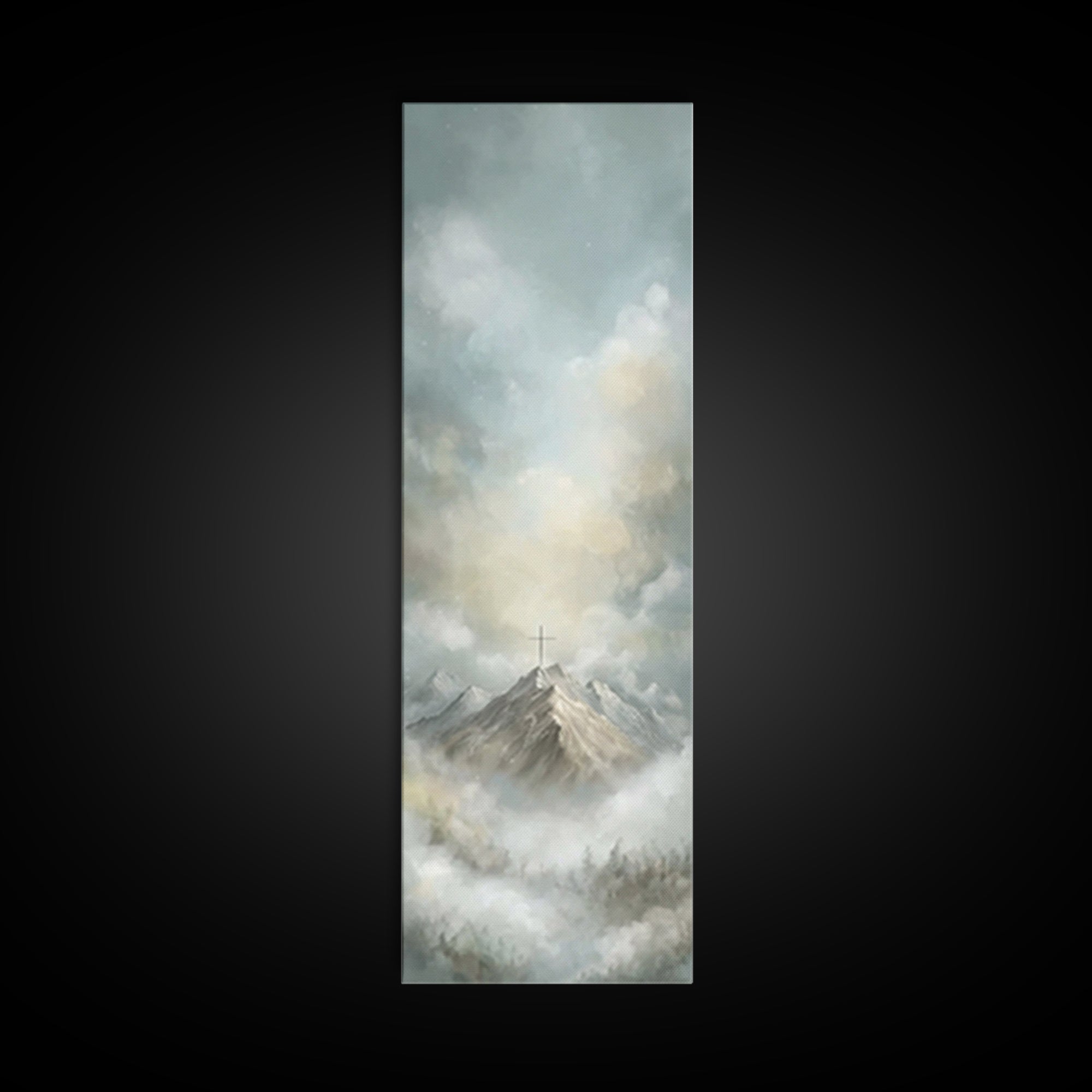 Faith On High – Framed Canvas Print – Tall Narrow Wall Art – Christian Art Canvas – Christian Painting – Christian Art Print – Christian Ch