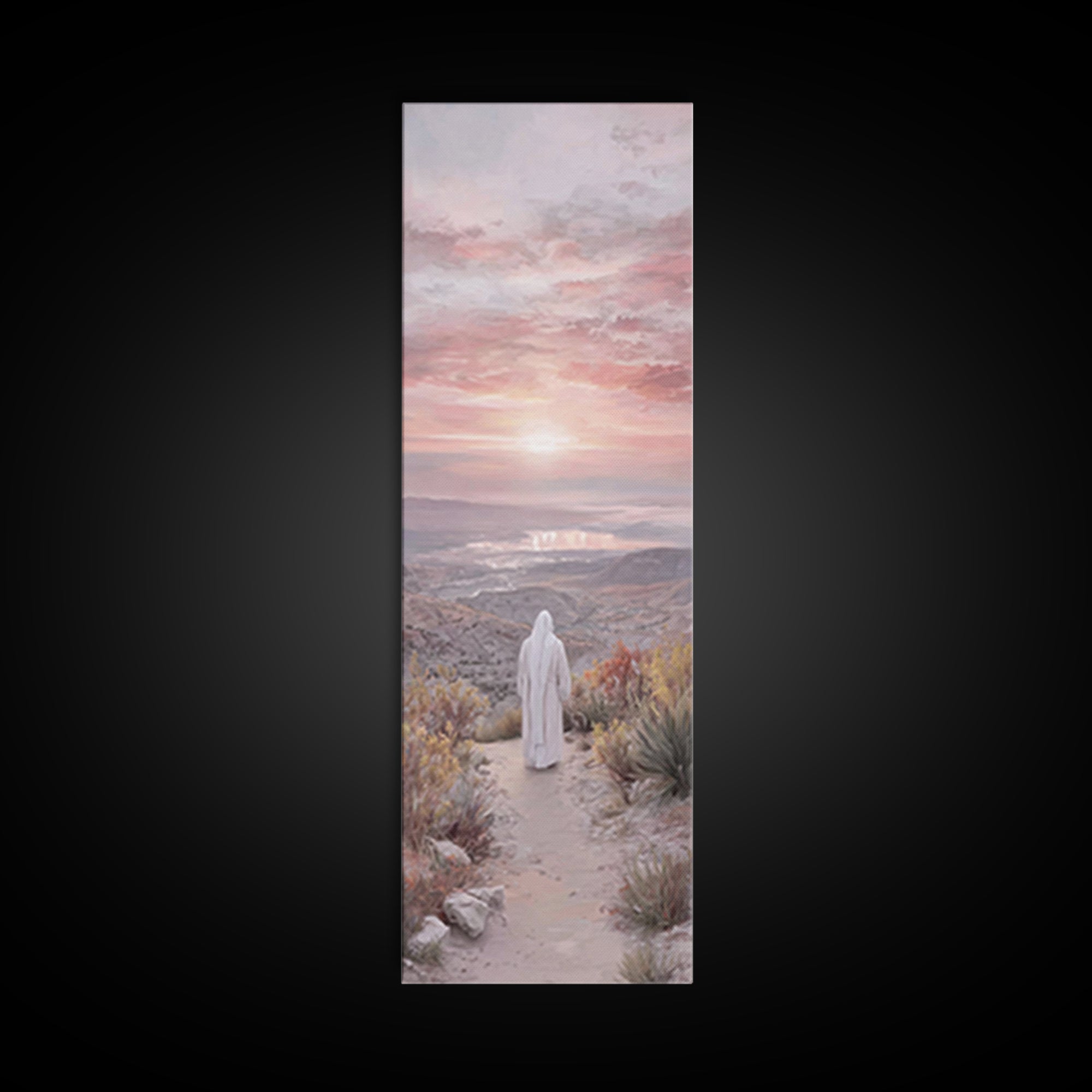 Valley Of Peace – Framed Canvas Print – Tall Narrow Wall Art – Christian Art – Christian Art Canvas – Jesus Painting – Christian Wall Art