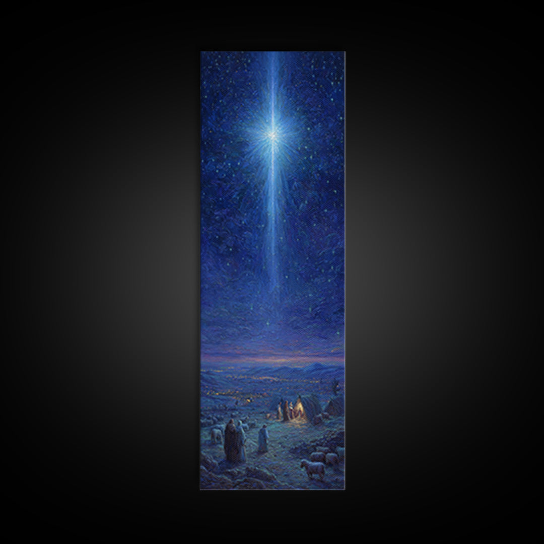 The Guiding Star - Framed Canvas Print - Christian Wall Art - Jesus Painting - Christian Christmas Art - Tall Skinny Art Print - Faith Art