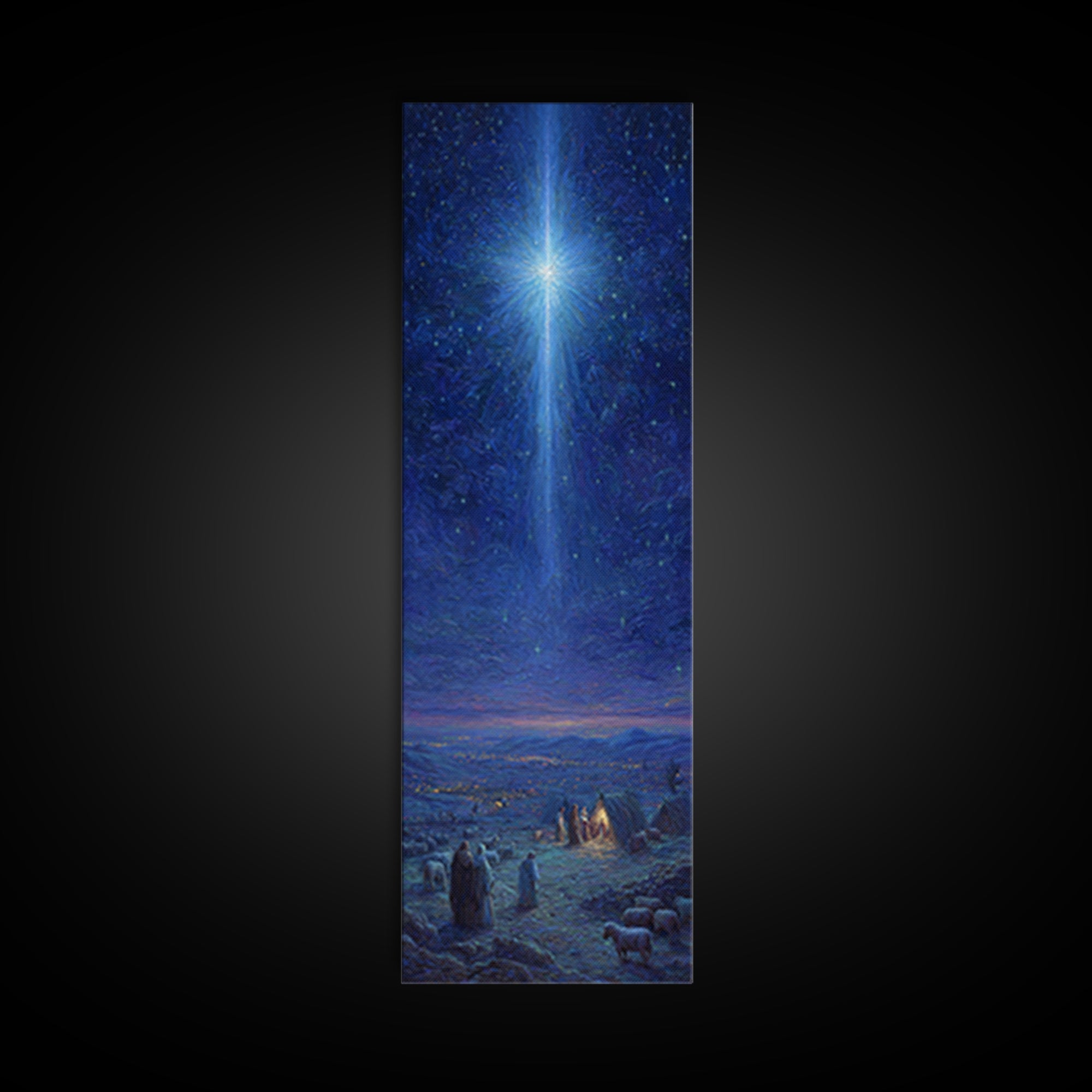 The Guiding Star - Framed Canvas Print - Christian Wall Art - Jesus Painting - Christian Christmas Art - Tall Skinny Art Print - Faith Art