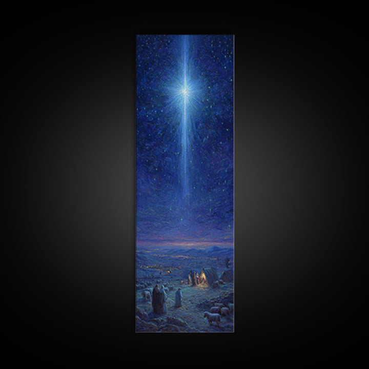 The Guiding Star - Framed Canvas Print - Christian Wall Art - Jesus Painting - Christian Christmas Art - Tall Skinny Art Print - Faith Art
