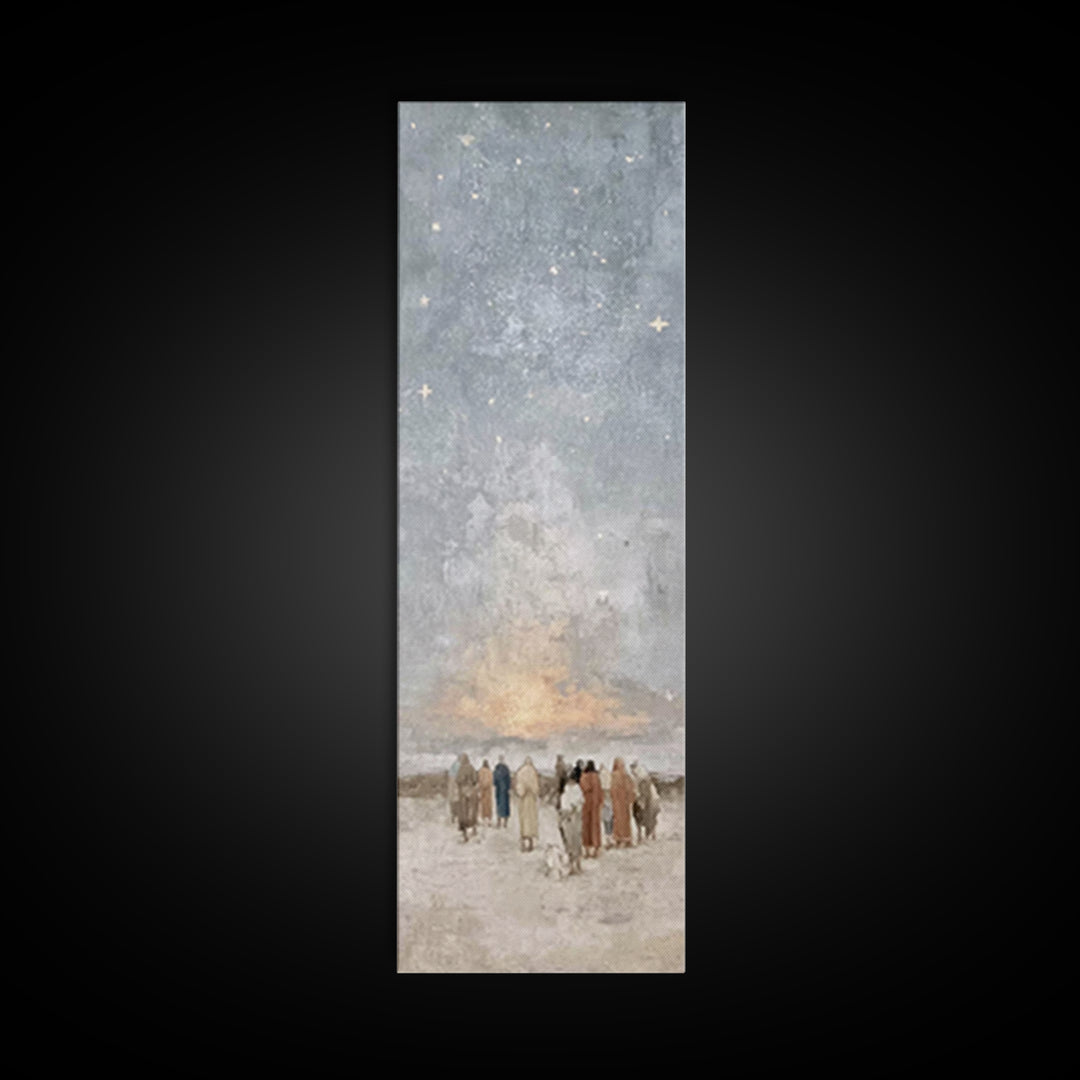 Star Of Peace - Framed Canvas Print - Christian Christmas Art - Christian Art Canvas - Jesus Painting - Christian Wall Art - Narrow Art - C