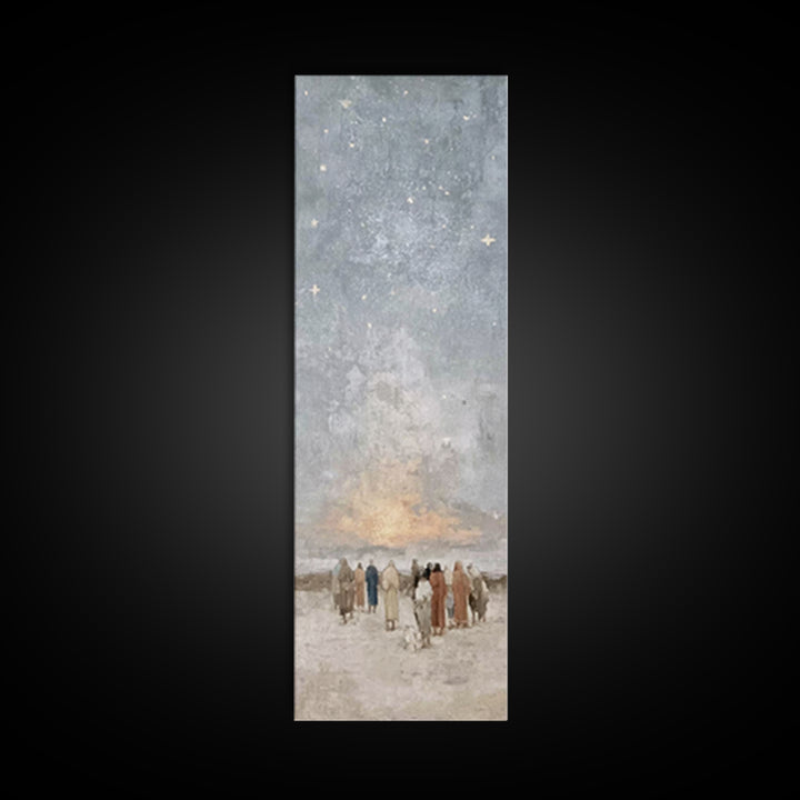 Star Of Peace - Framed Canvas Print - Christian Christmas Art - Christian Art Canvas - Jesus Painting - Christian Wall Art - Narrow Art - C