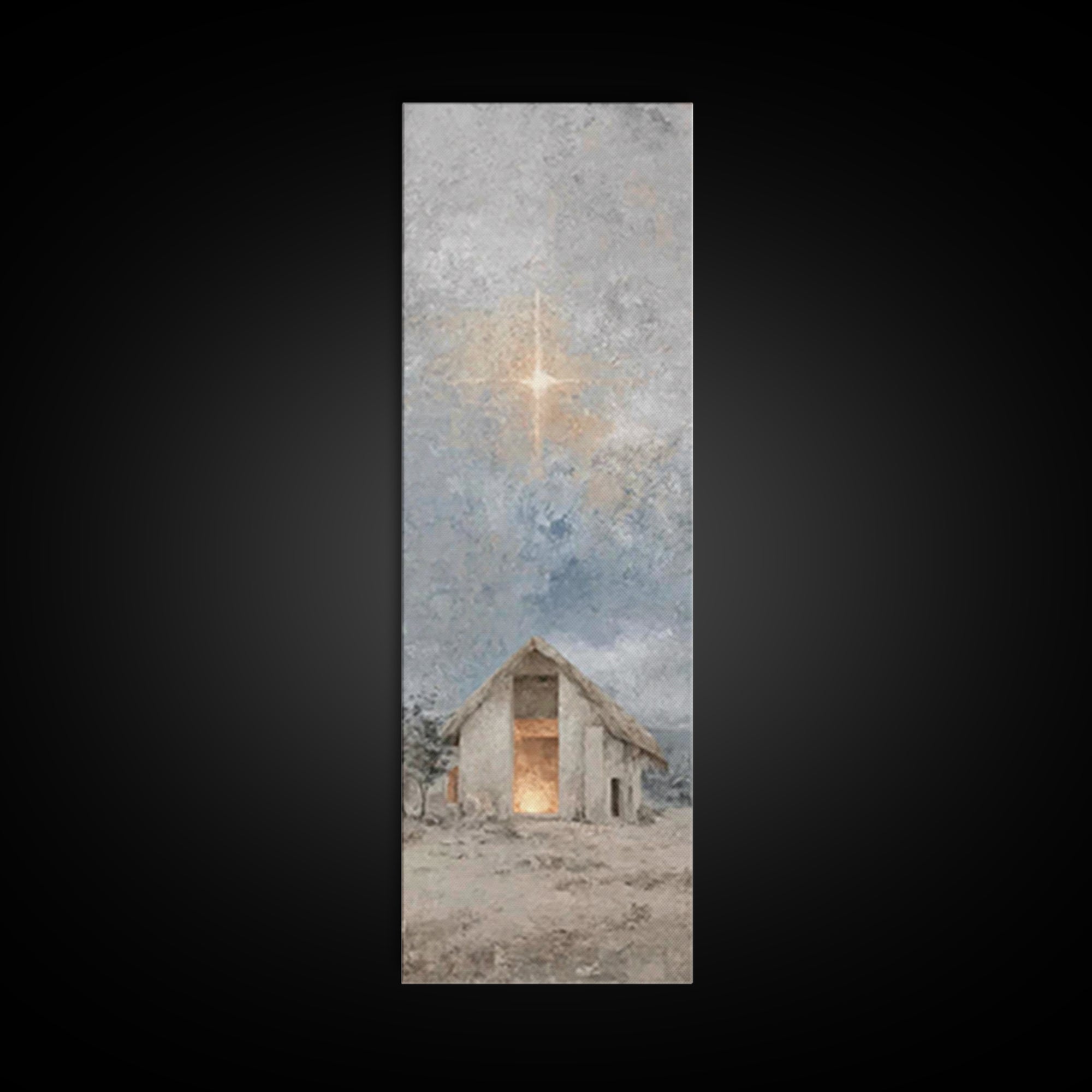 Sacred Stable Star – Framed Canvas Print – Skinny Art – Christian Art Canvas – Christian Wall Art – Christian Christmas Art – Jesus Paintin