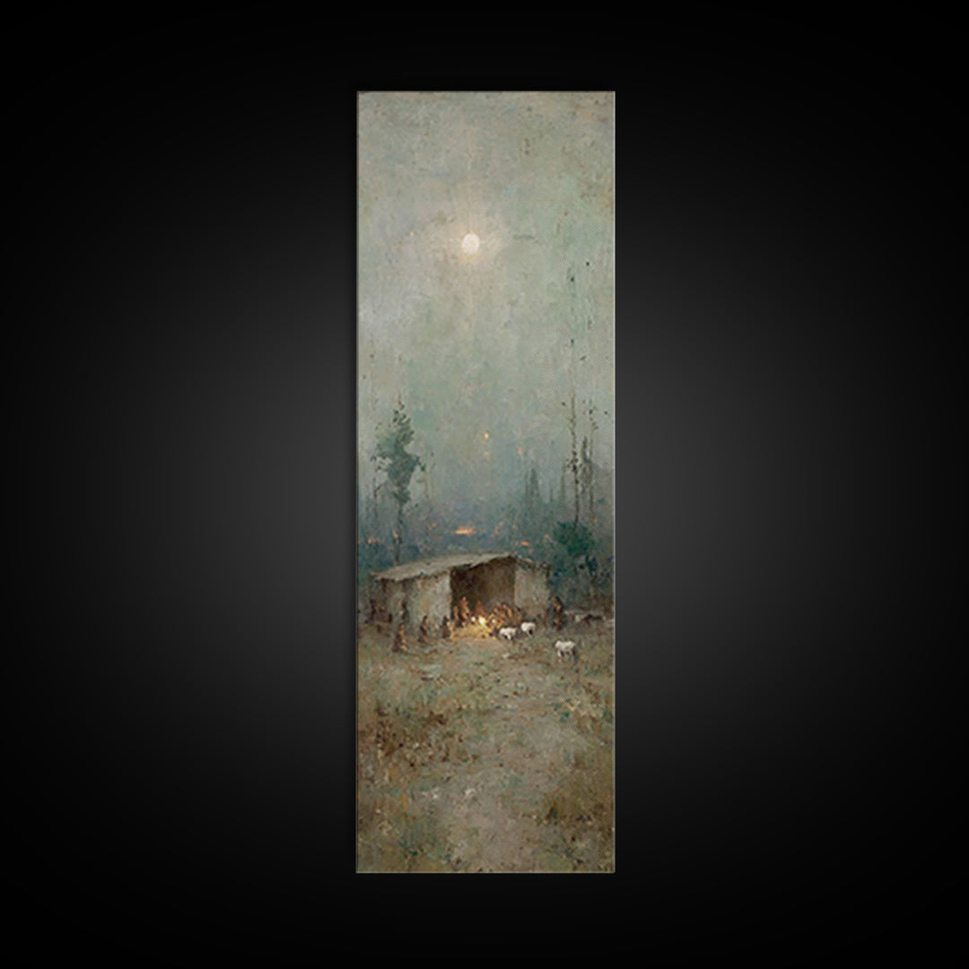 Shepherds In Wonder – Framed Canvas Print – Christian Art Canvas – Christian Wall Art – Jesus Painting – Tall Narrow Wall Art – Christian C