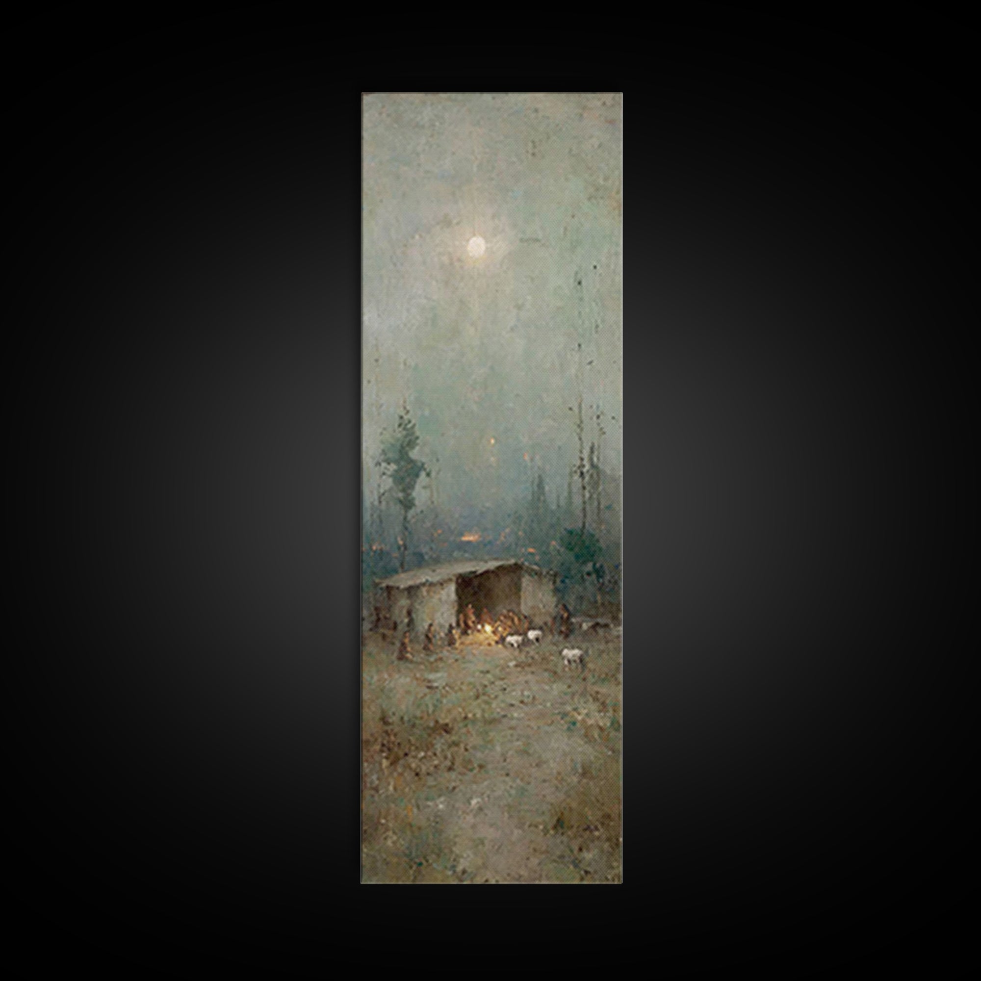 Shepherds In Wonder – Framed Canvas Print – Christian Art Canvas – Christian Wall Art – Jesus Painting – Tall Narrow Wall Art – Christian C