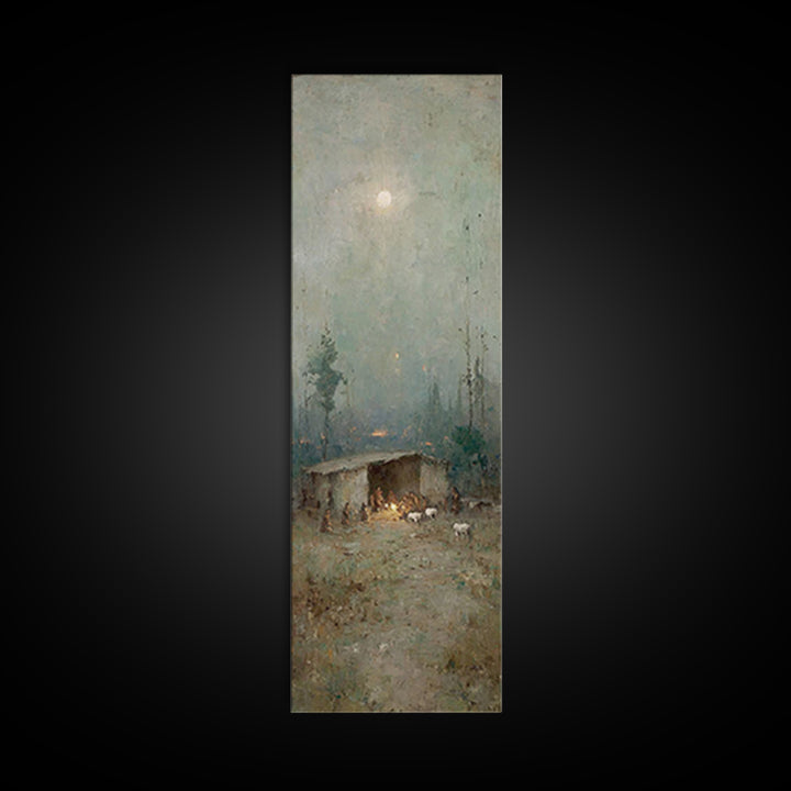Shepherds In Wonder – Framed Canvas Print – Christian Art Canvas – Christian Wall Art – Jesus Painting – Tall Narrow Wall Art – Christian C