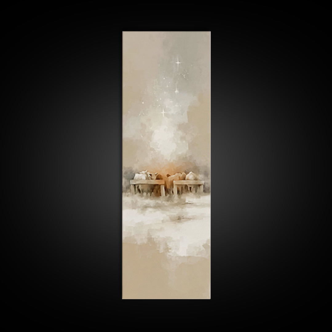 Shepherds At Dawn – Framed Canvas Print – Christian Wall Art – Jesus Painting – Christian Art Canvas – Tall Narrow Wall Art