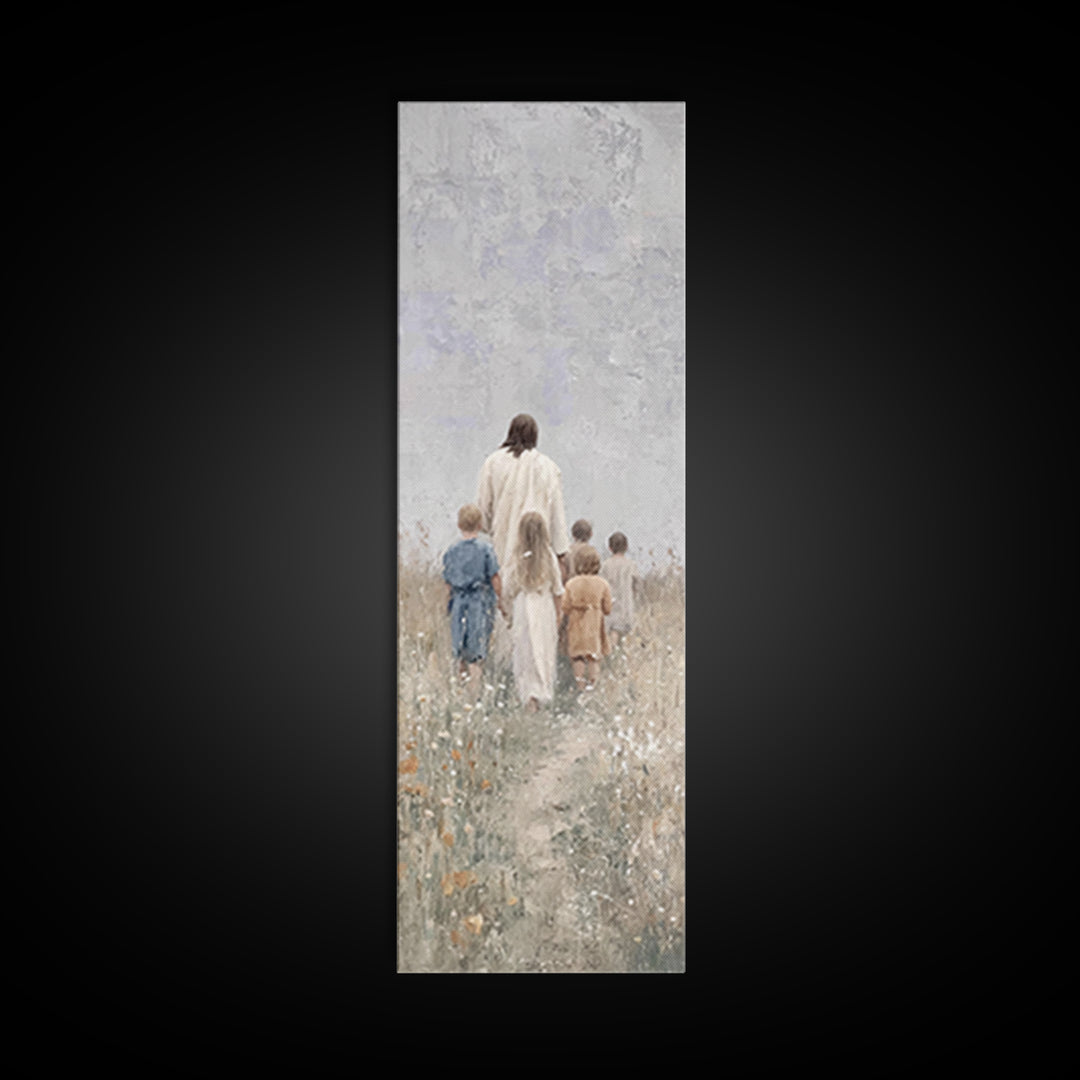 Path Of Grace, Framed Canvas Print, Christian Art Canvas, Jesus Painting, Christian Wall Art, Skinny Art, Christian Christmas Art